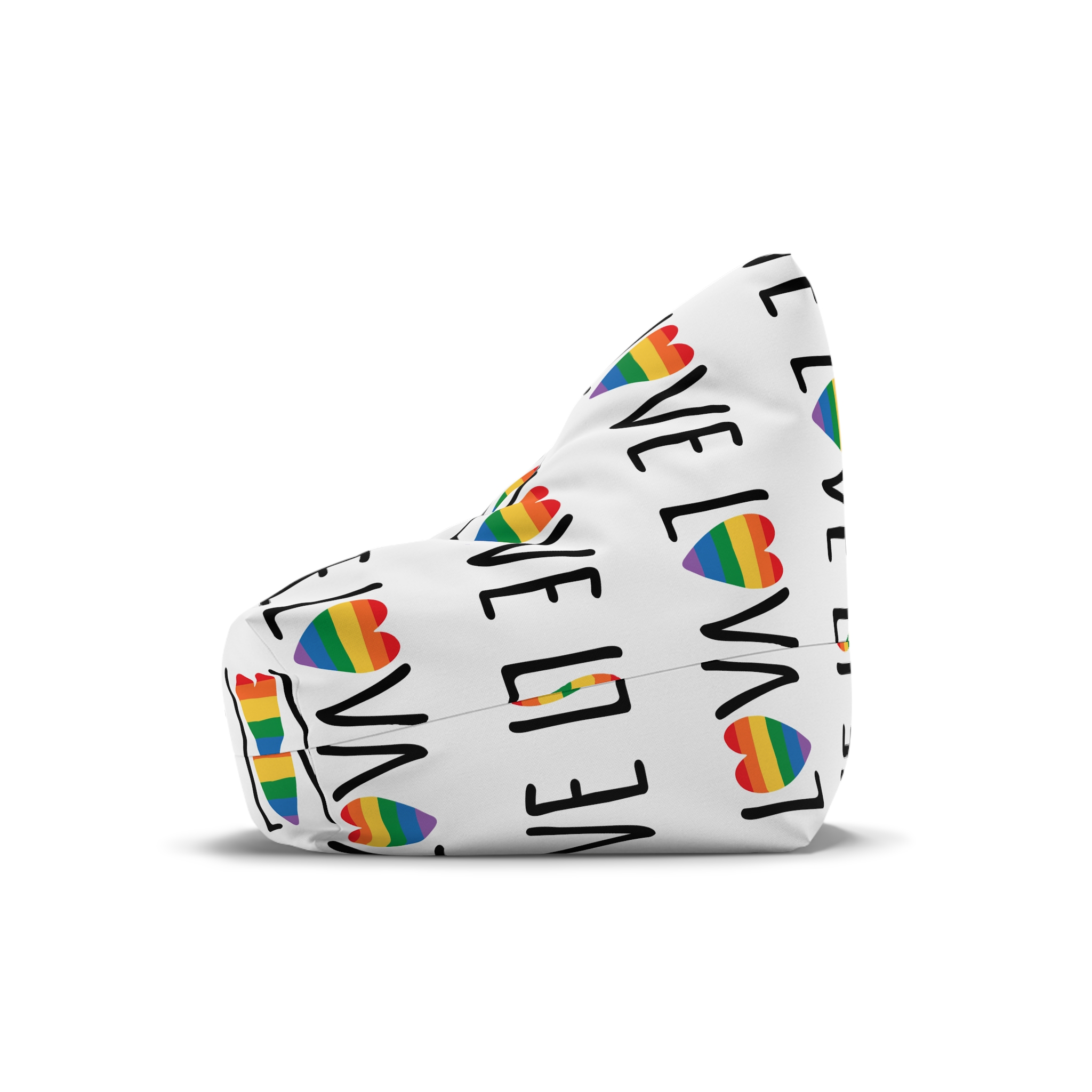 Hand Drawn Love Lgbt Pride Lettering With Rainbow Flag Heart Bean Bag Chair Cover - Image 4