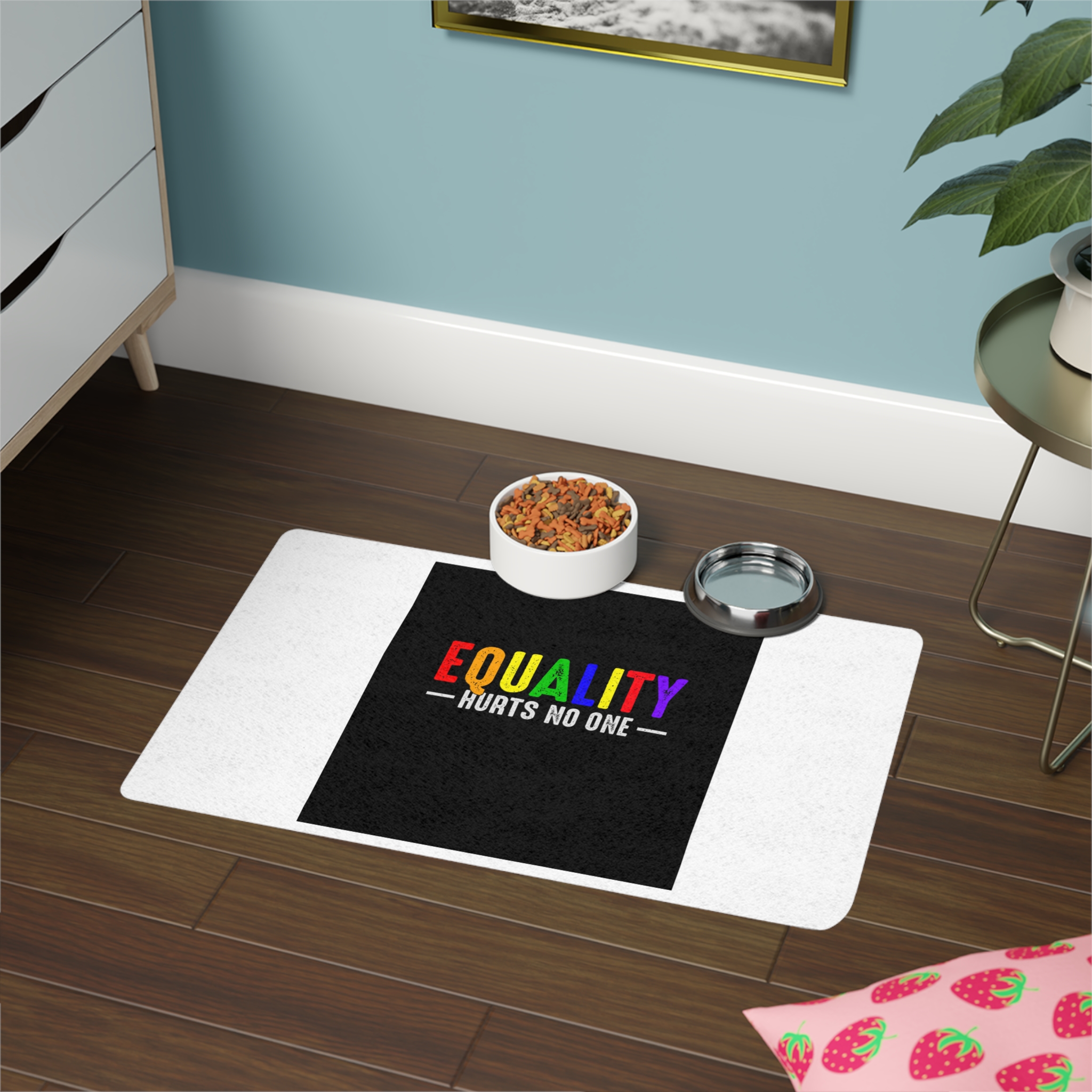 Feminism Tshirt Design Feminist Shirt Equality Hurts No One Pet Food Mat 12x18 - Image 4