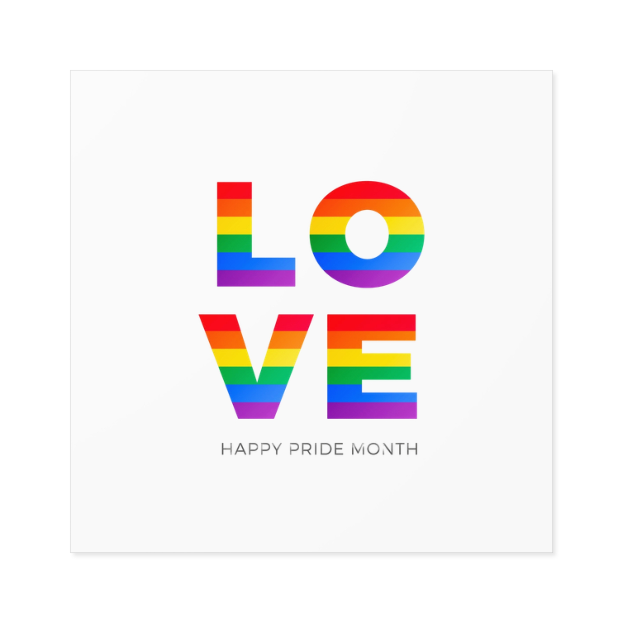 Love Word With Gay Pride Flag Laminate Stickers Square - Image 13
