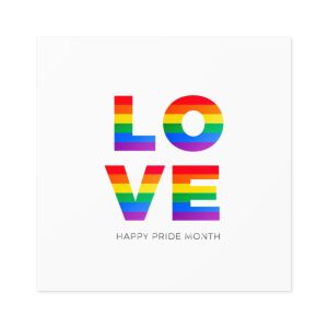 Love Word With Gay Pride Flag Laminate Stickers Square