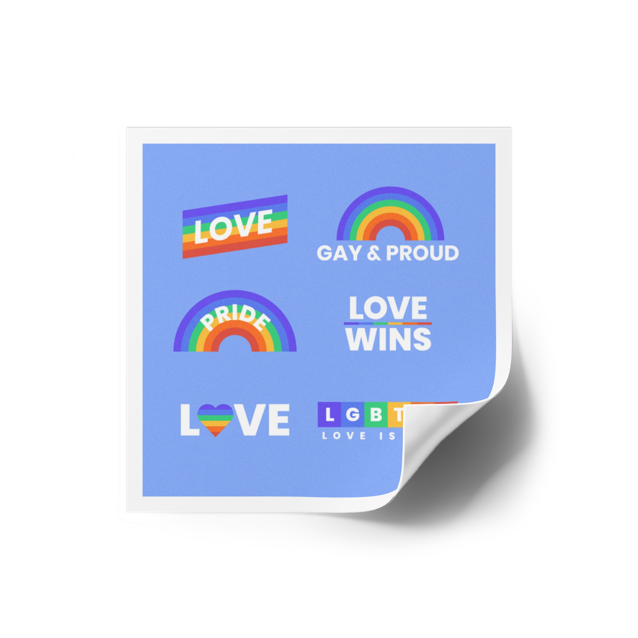Pride Day Concept Rainbow Labels Laminate Stickers Square - Image 2