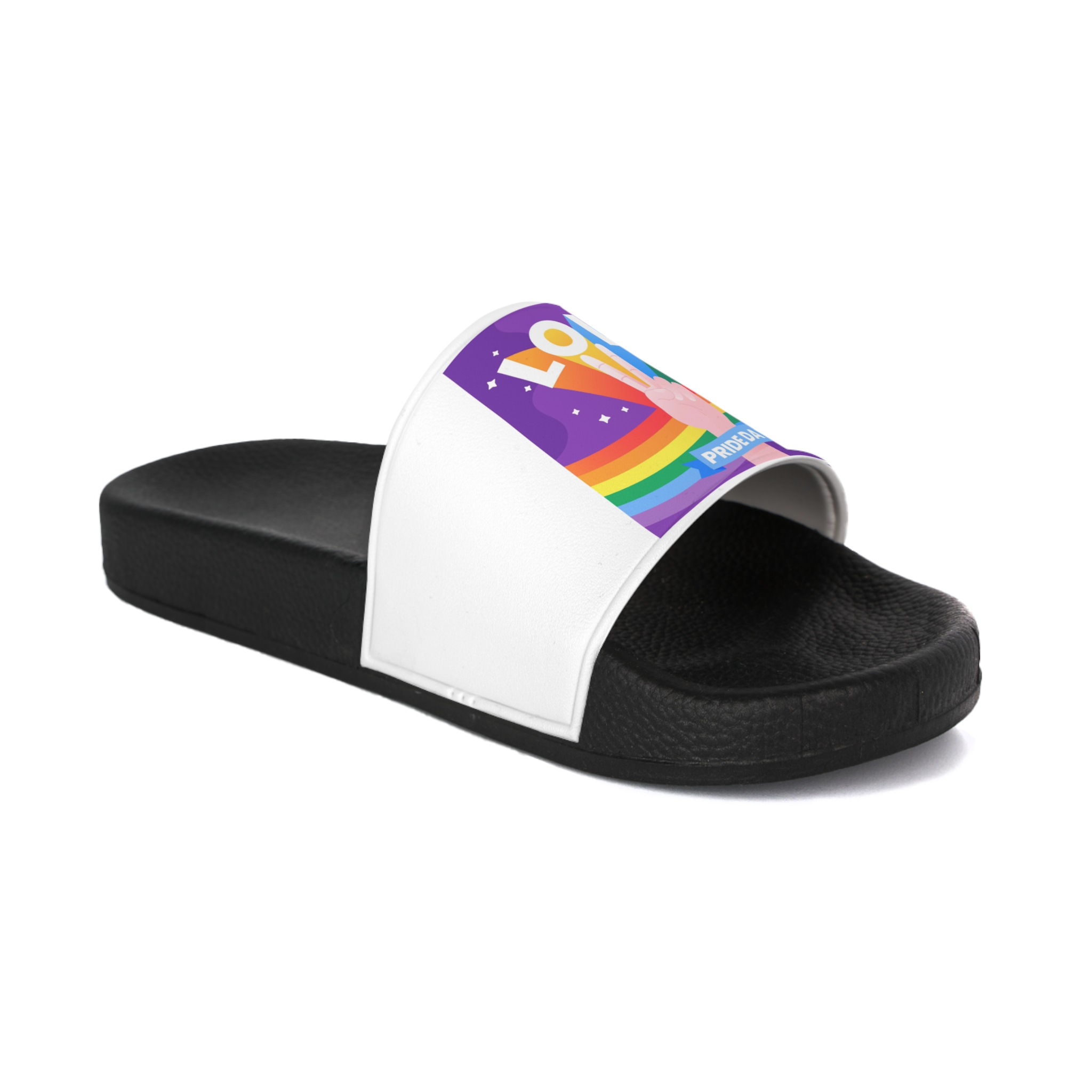 Pride Day Event Message Design Mens Slide Sandals - Image 2