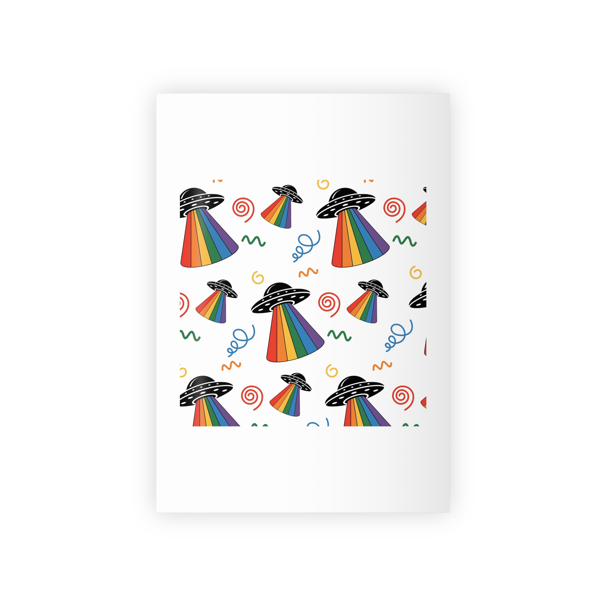 Seamless Pattern Ufo With Rainbow Beam Doodles Gift Wrapping Paper Rolls 1pc