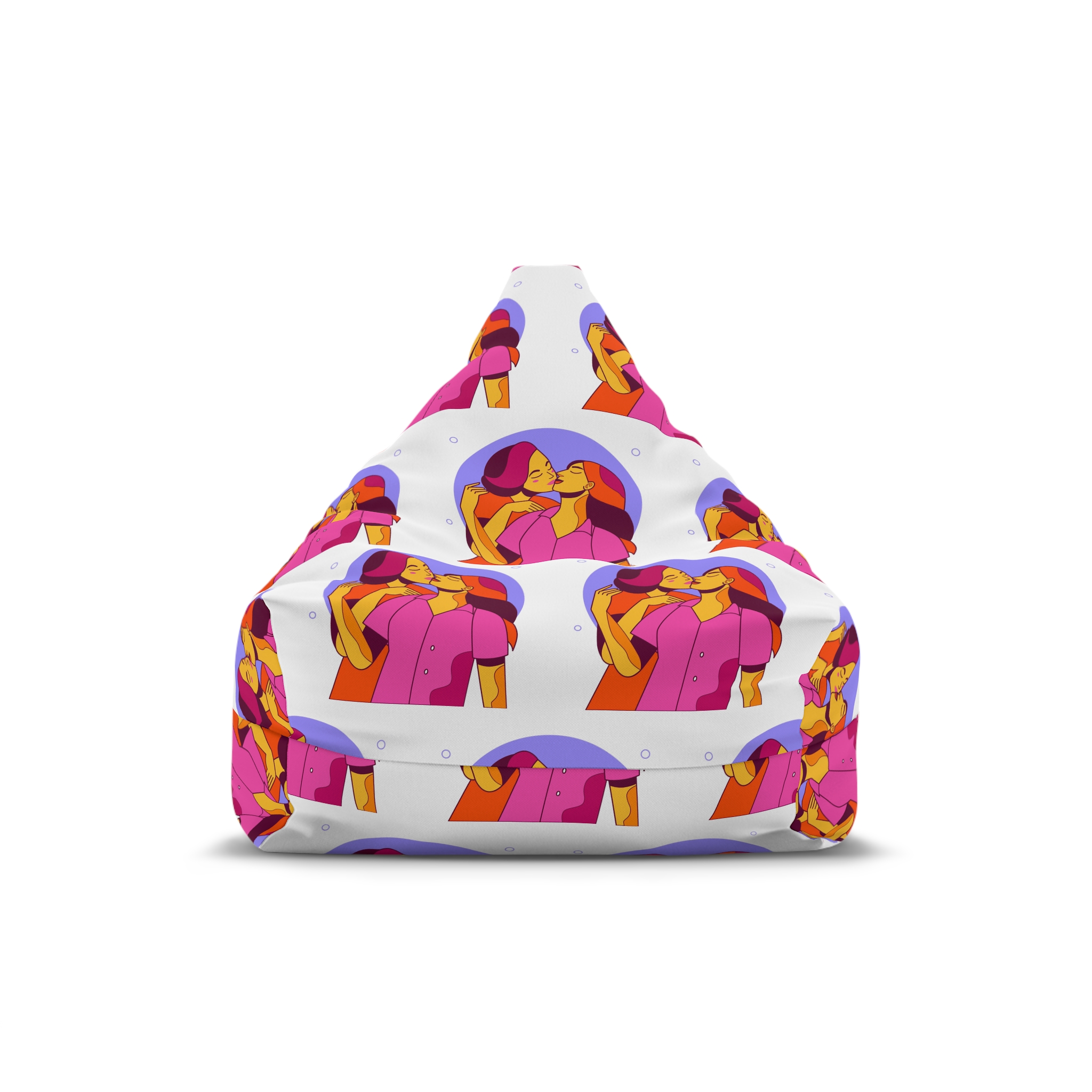 Cartoon Lesbian Kiss Illustration Bean Bag Chair Cover