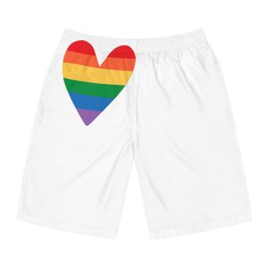 Vector Hand Drawn Lgbt Rainbow Flag Heart Mens Board Shorts Aop