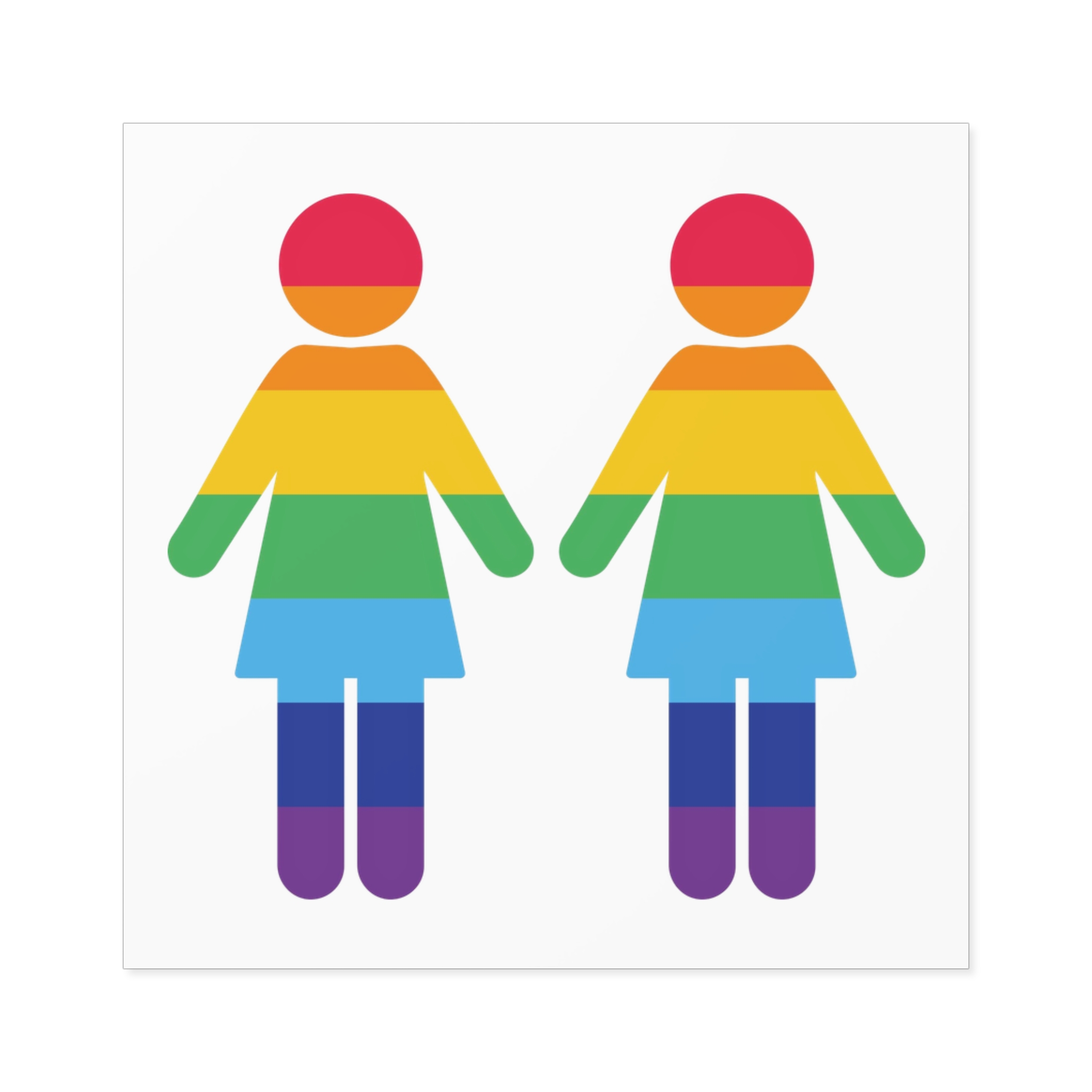 Lgbt Pride Two Lesbians Vector Icon Rainbow Colors Vector Illustration Laminate Stickers Square - Image 25