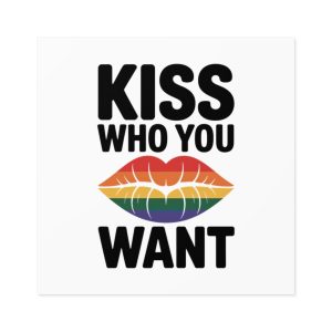 Kiss Who You Want T Shirt Design Isolated White Background 2 Laminate Stickers Square