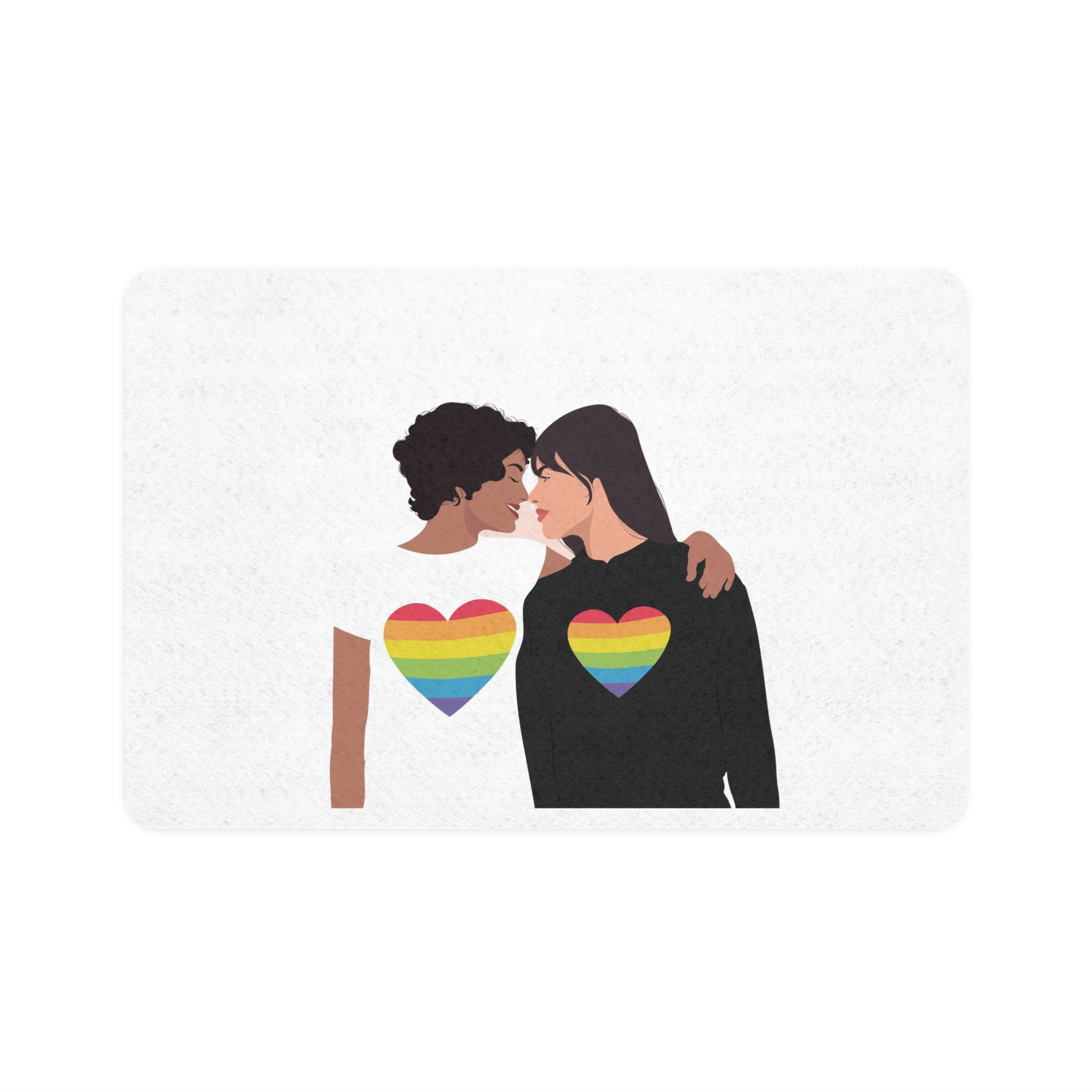 Embracing Lgbt Couple Couple Girls Love Smiling Each Other Pet Food Mat 12x18