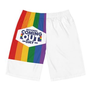 Coming Out Day Pride Month Lgbt Rainbow Flag Diversity Equality Free Love Vector Poster Mens Board Shorts Aop