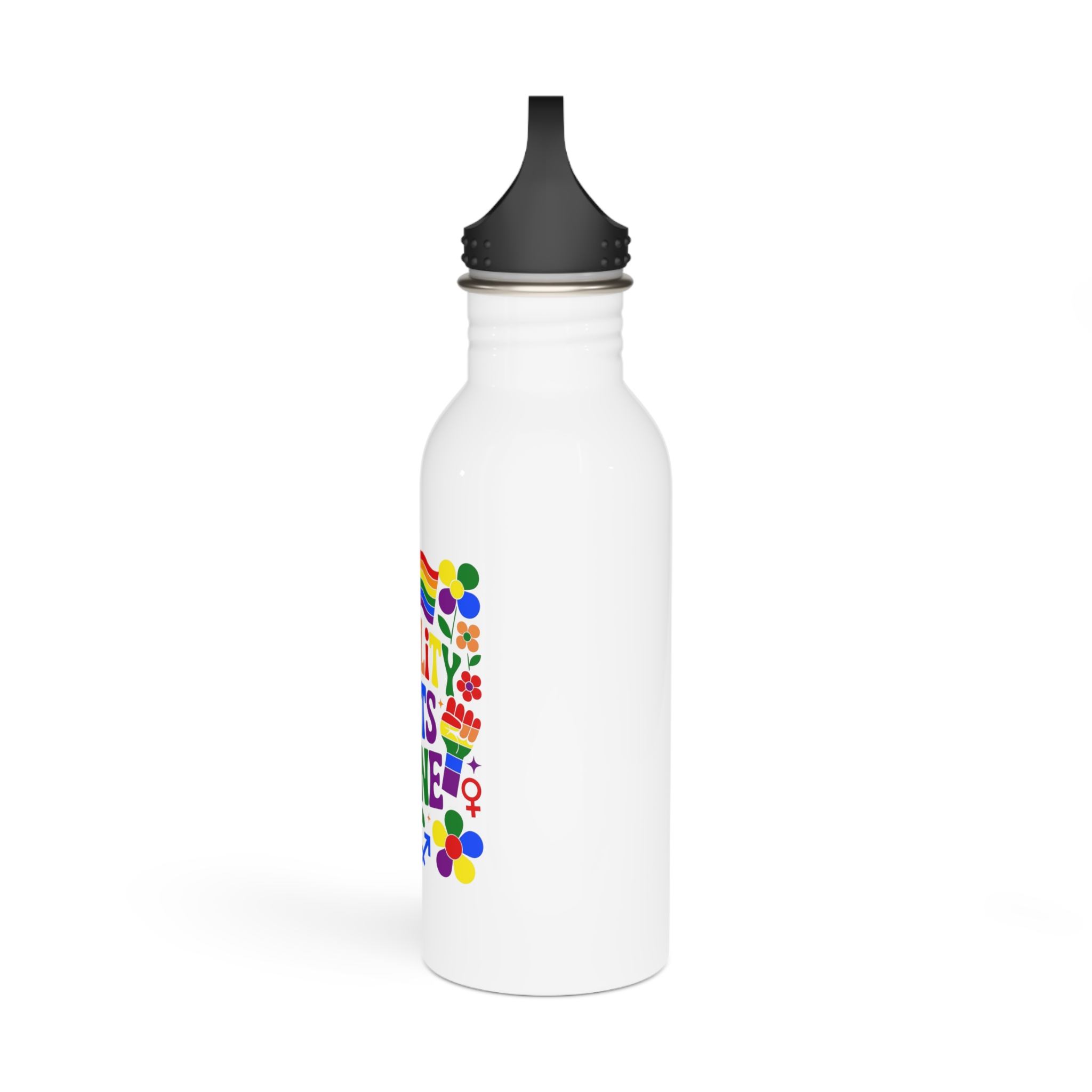 Colorful Equality Hurts None Rainbow Pride Illustration Stainless Steel Water Bottle - Image 4