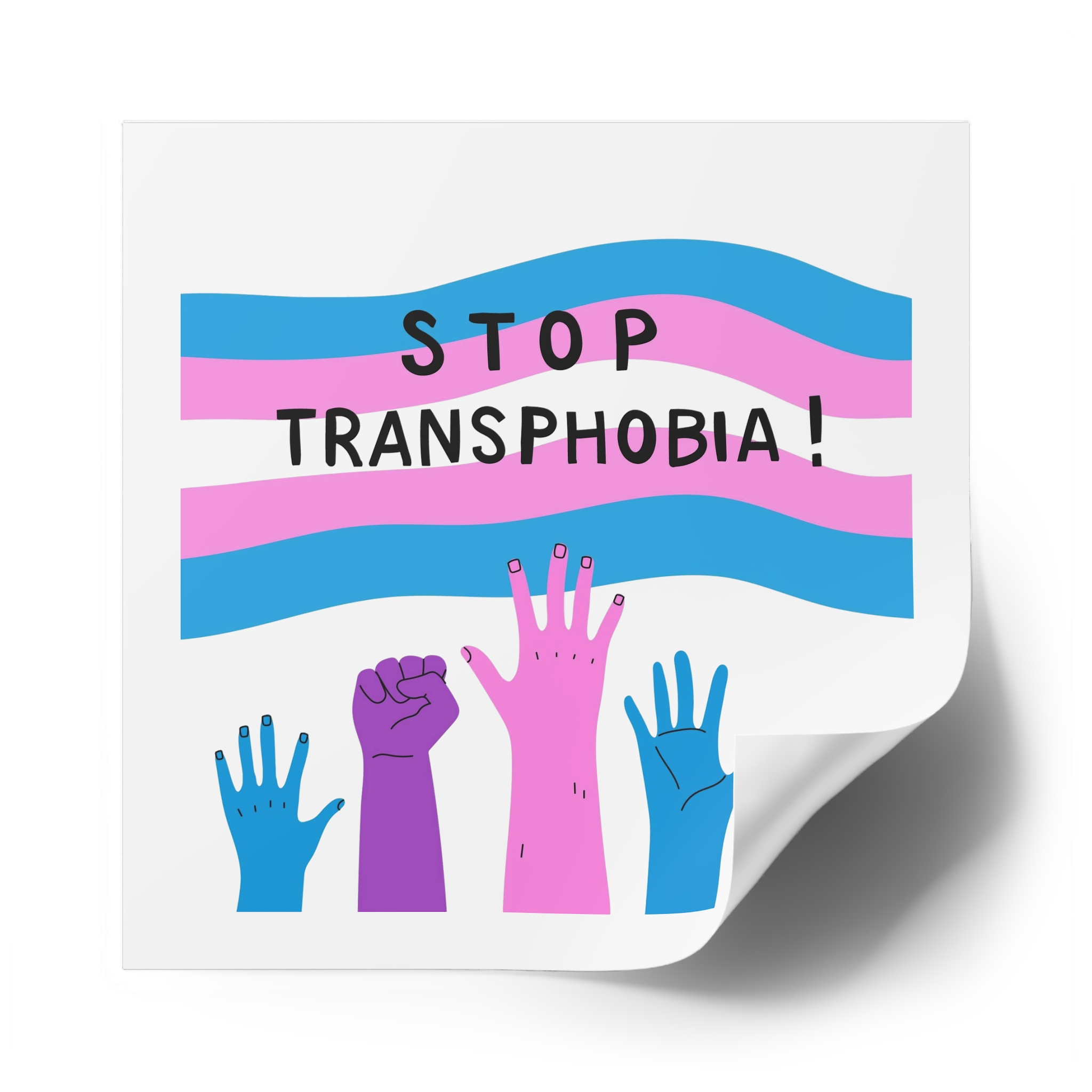 Hand Drawn Stop Transphobia Concept Illustration Laminate Stickers Square - Image 78