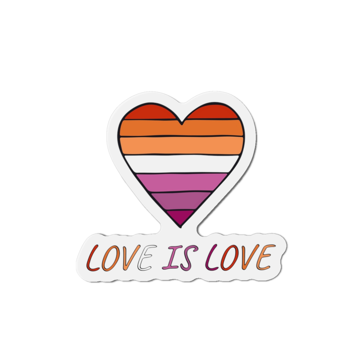 Colorful Heart Shape Lesbian Pride Flag Happy Pride Day Lgbtqia Community Pride Month Vector Hand Drawn Doodle Posters Stickers Logo Cards(1) Die Cut Magnets - Image 4