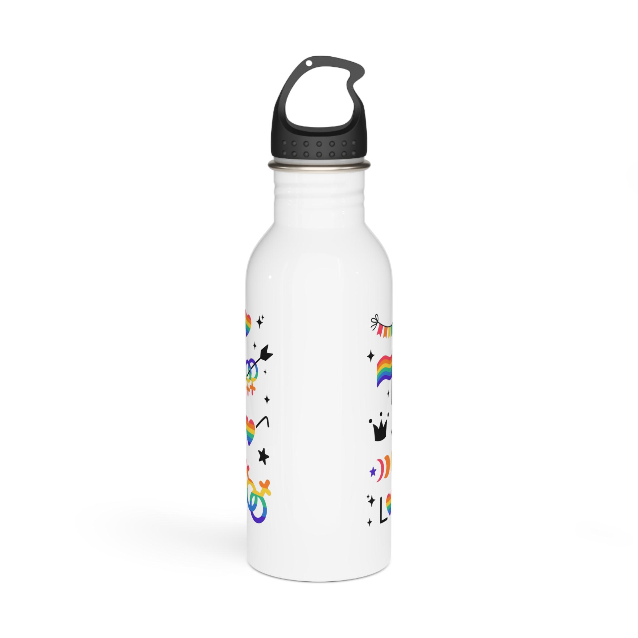 Lgbt Stickers Pack Doodle Style Lgbtq Set Lgbt Pride Community Symbols Rainbow Colored Element Stainless Steel Water Bottle - Image 3