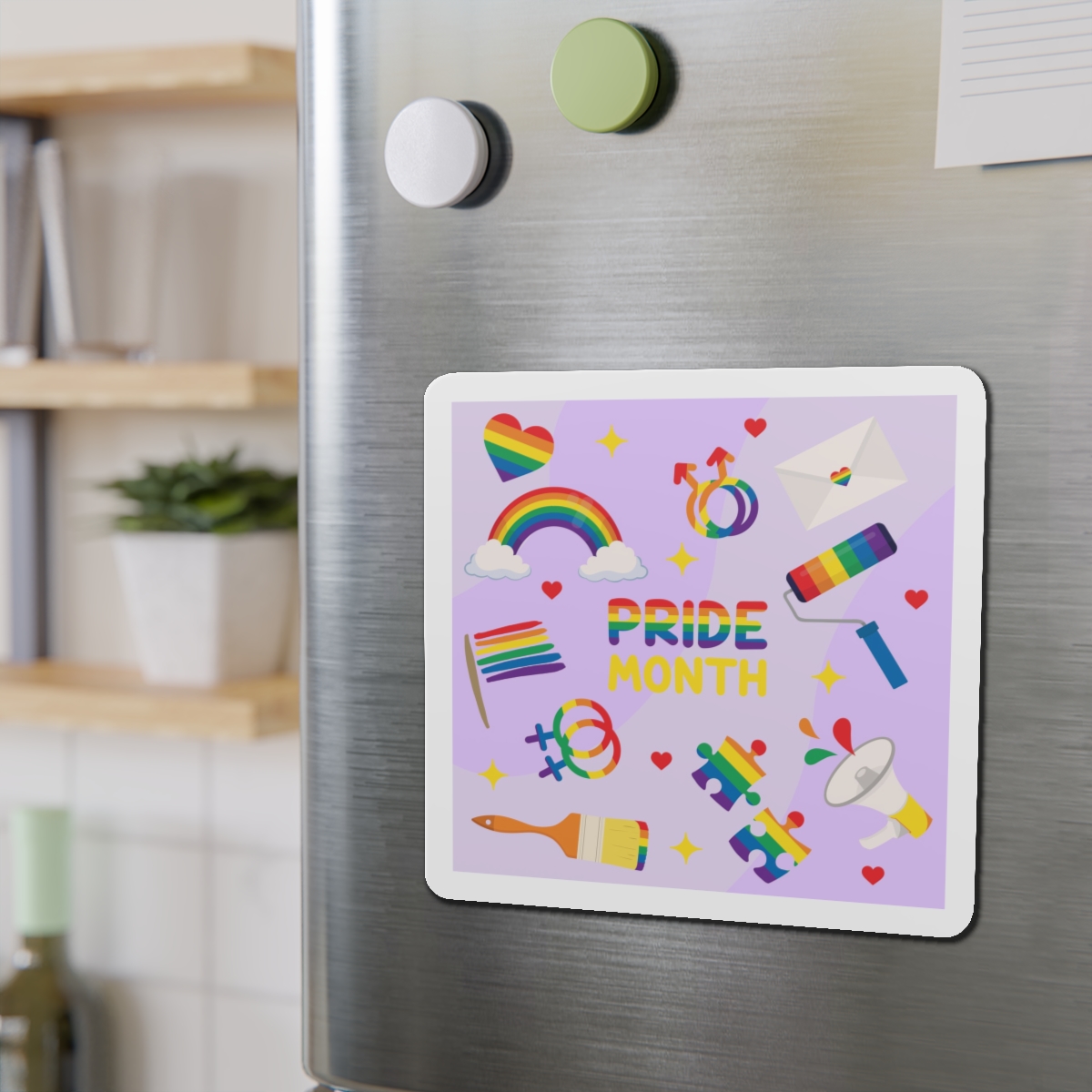 Pride Month Lgbtq Symbol Rainbow Colors Cute Elements Set Die Cut Magnets - Image 15