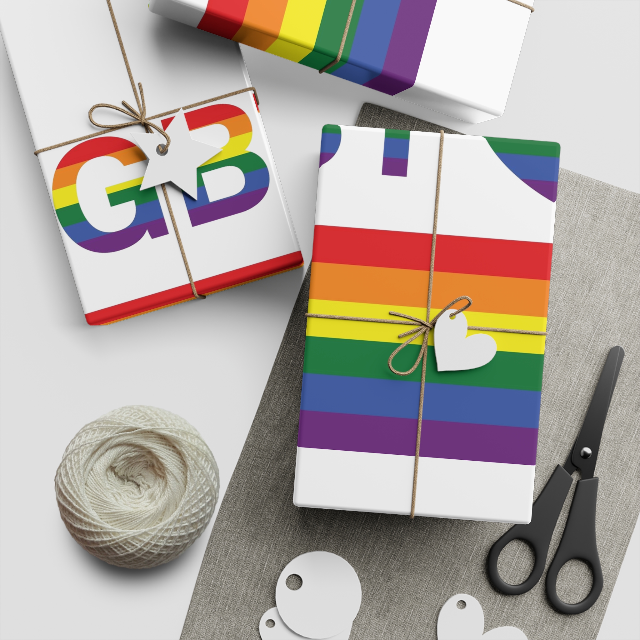 Lgbt Word Text Letter With Heart Rainbow Color Flag Isolated White Background Vector Illustration Gift Wrapping Paper Sheets 1pc - Image 2