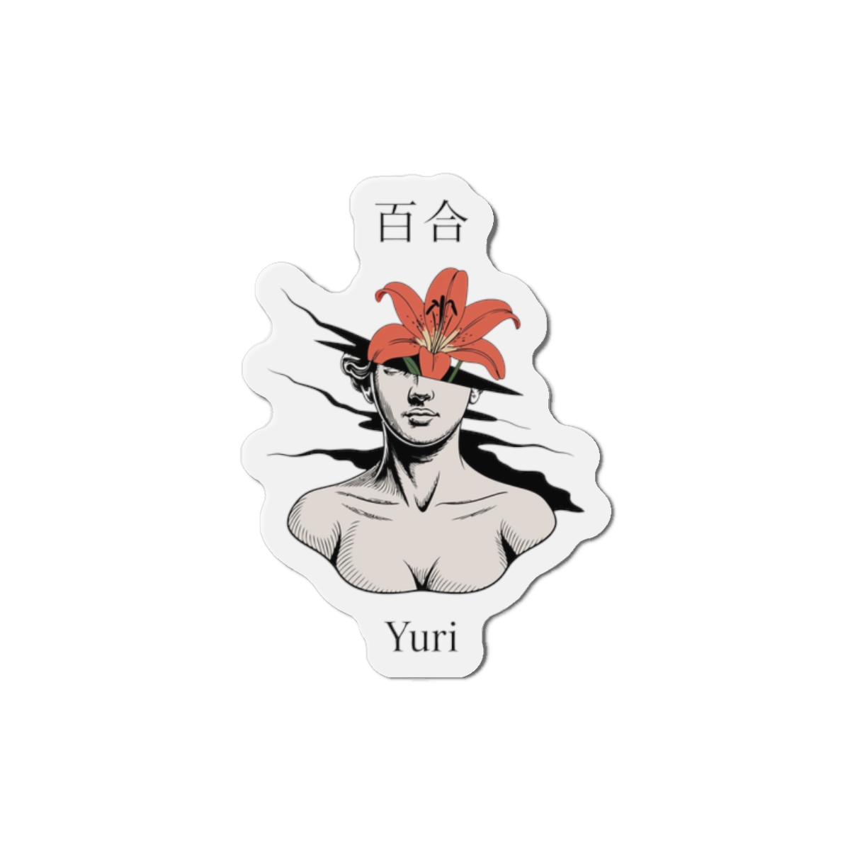 Yuri Lily Bloom Classical Sculpture Die Cut Magnets