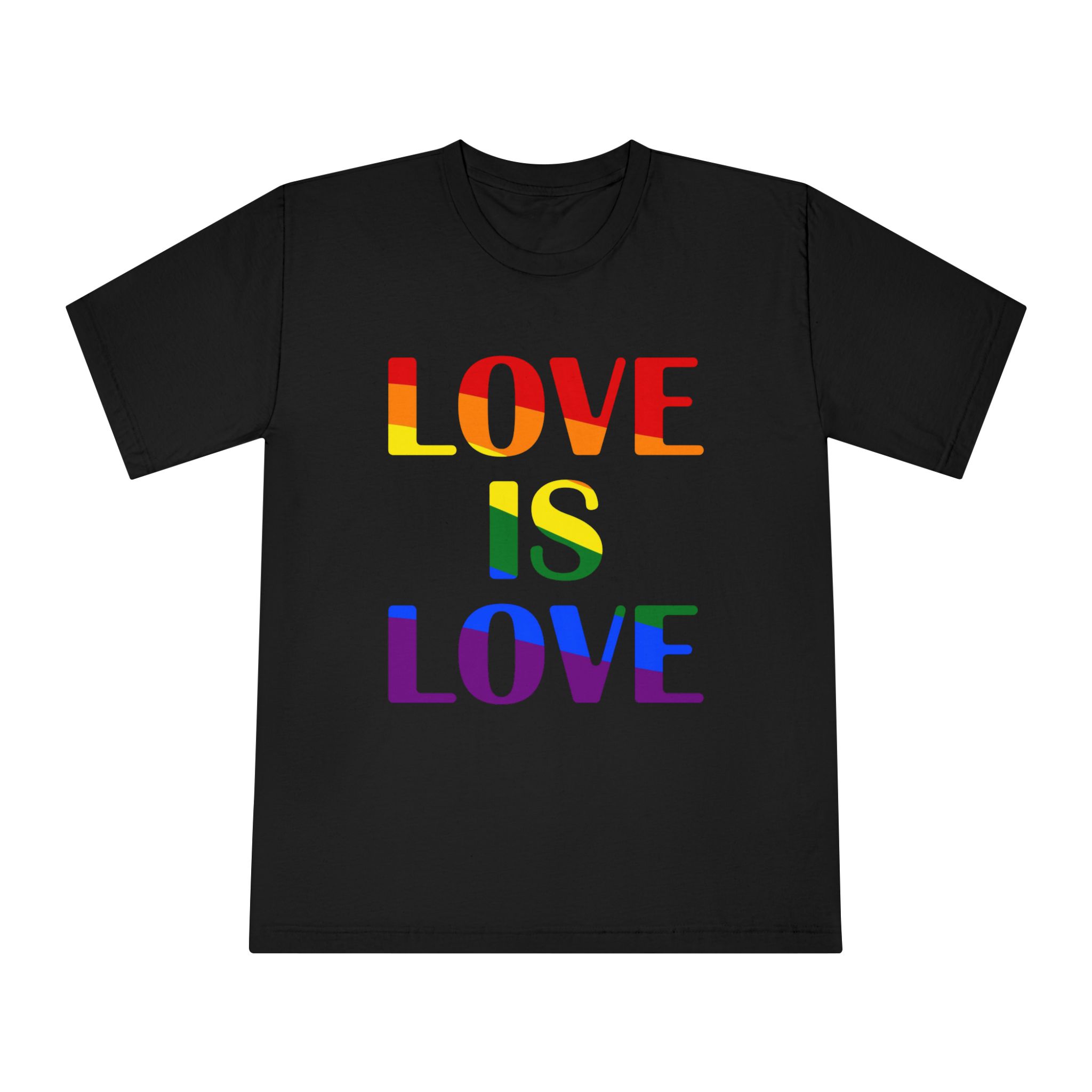 Love Is Love With Rainbow Colors Slogan Typography Banner - Unisex Classic Crewneck T Shirt - Image 5