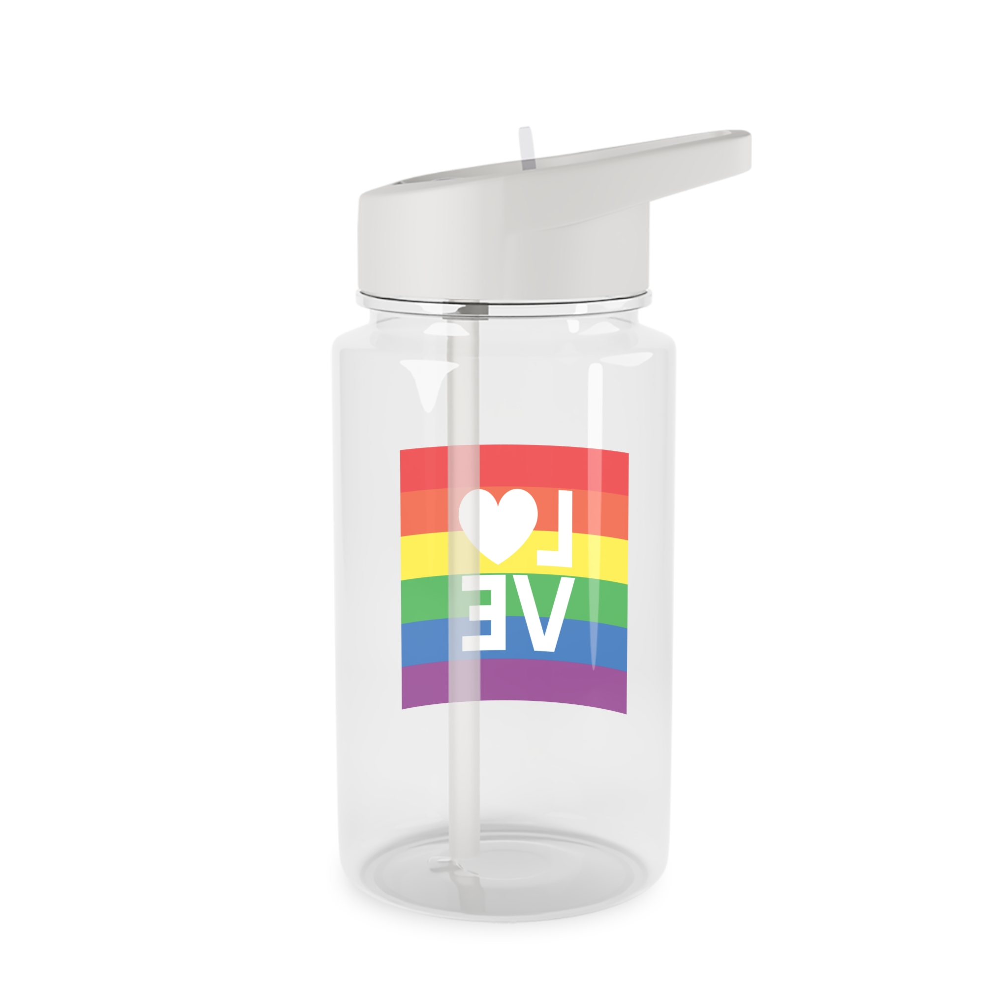 Love Lgbt Heart Squere White Tritan Water Bottle - Image 2