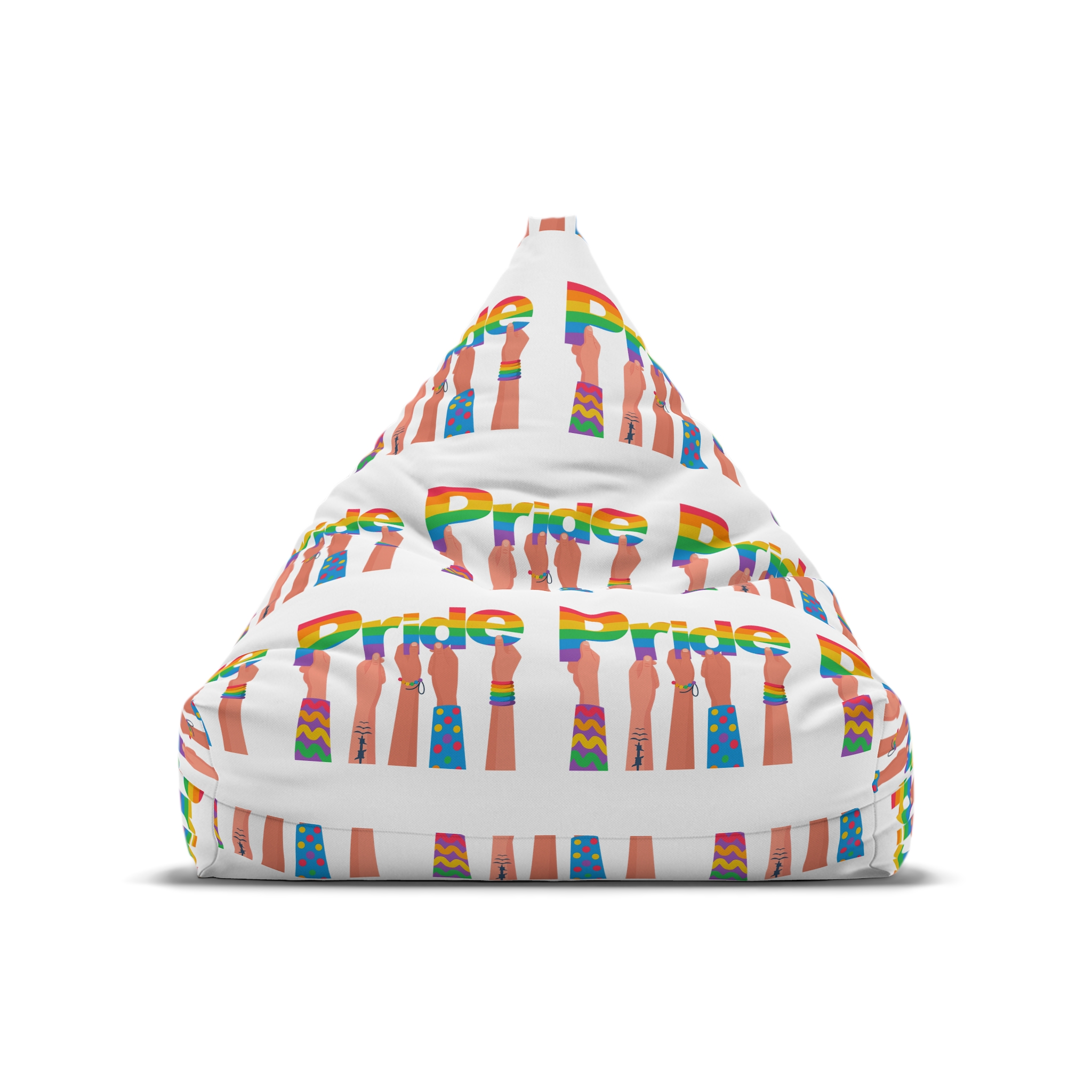 Happy Pride Day Colored Letters Hands Gay Bisexuals Freedom Fighters Bean Bag Chair Cover - Image 5
