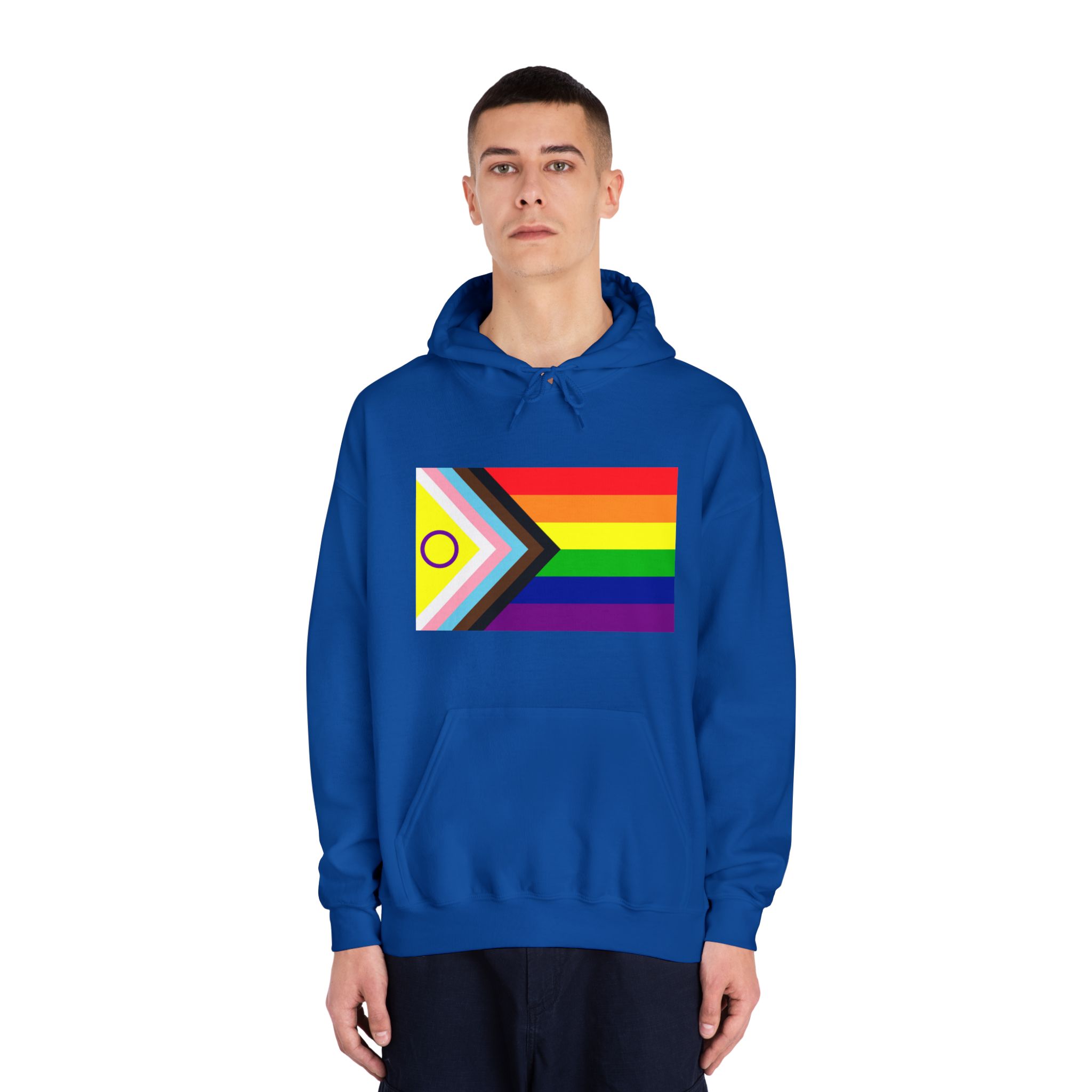 Lgbtq Pride Flag New Lgbtq Pride Flag Vector Updated Intersex Inclusive Progress Pride Flag Unisex Dryblend Hooded Sweatshirt - Image 27