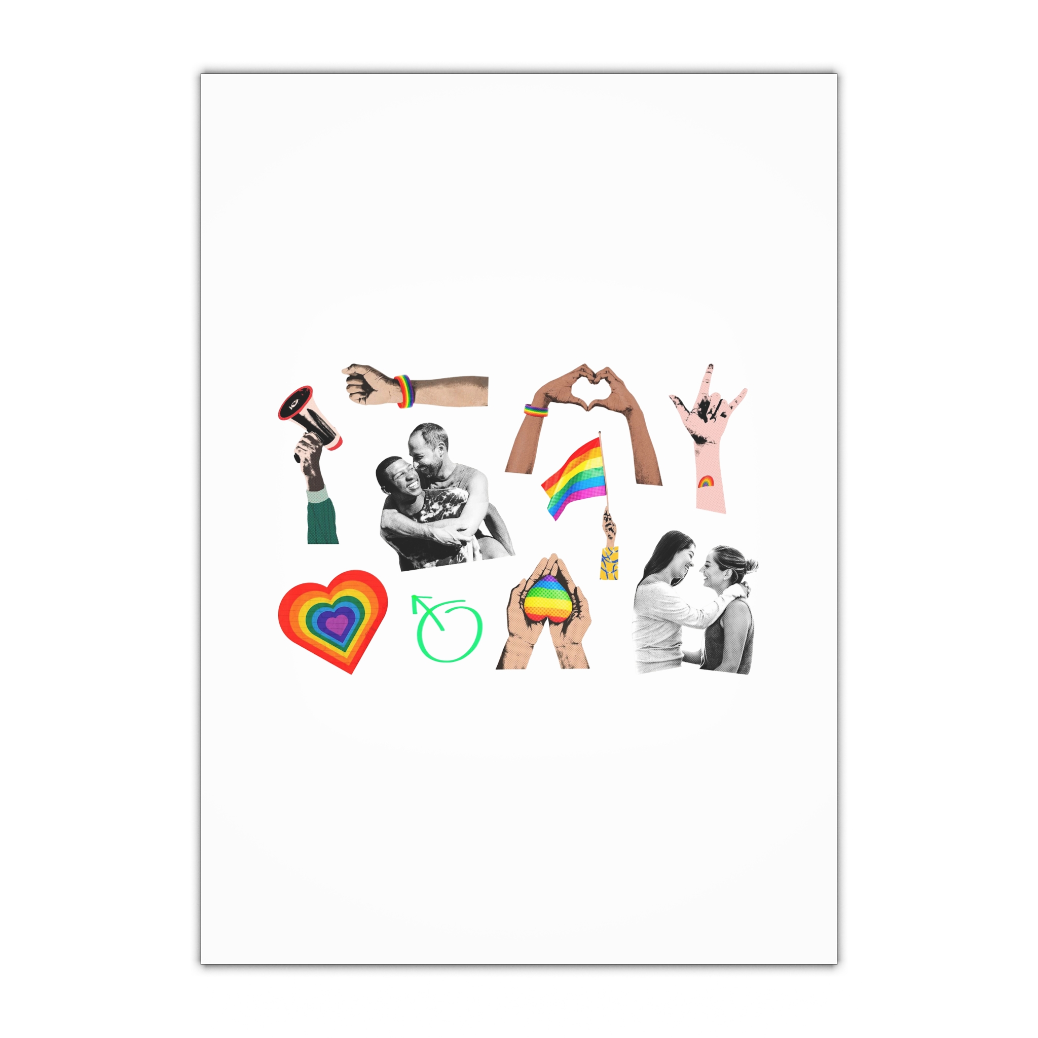Gay Pride Sticker Rainbow Elements Set Vector Gift Wrapping Paper Sheets 1pc