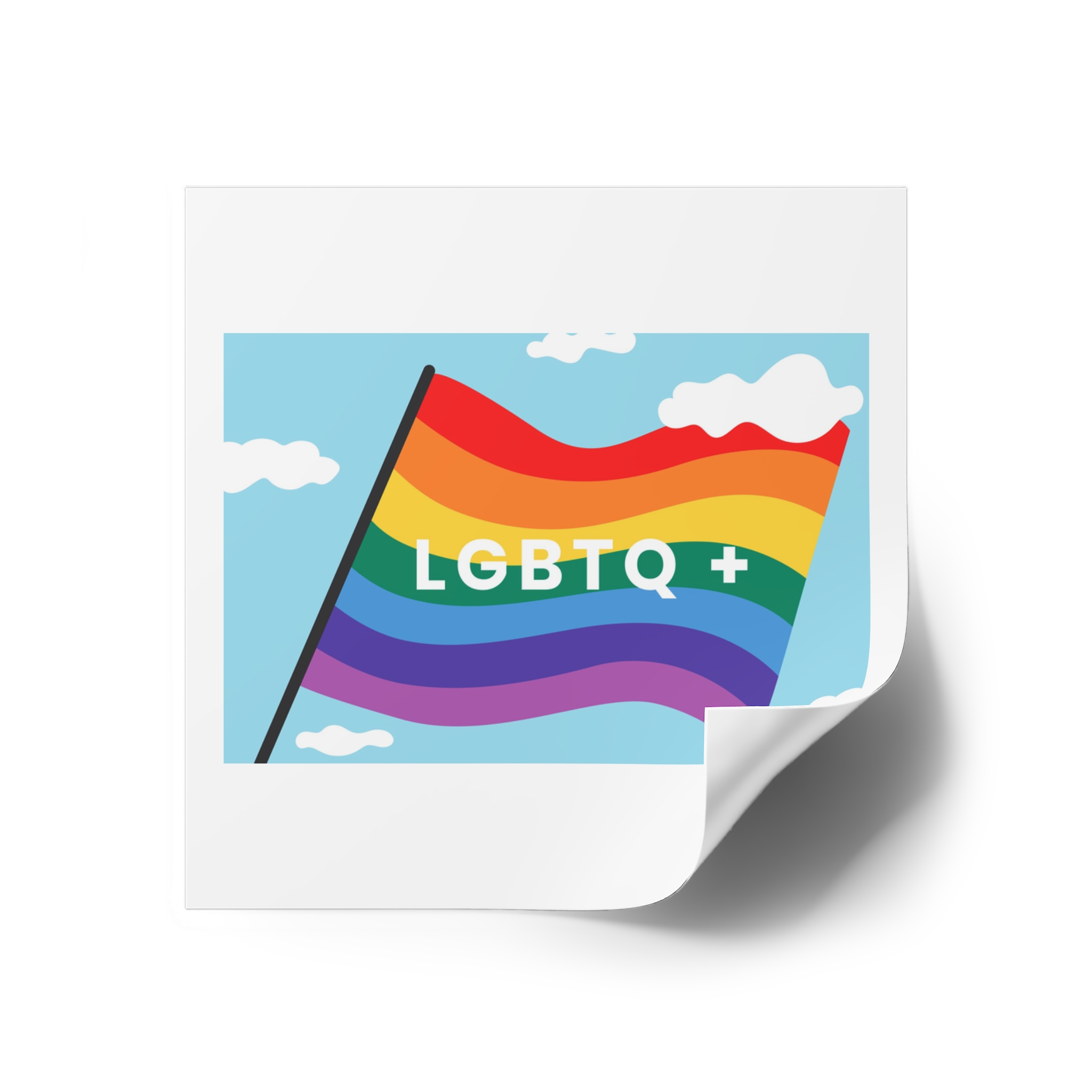 Rainbow Flag Banner Template Lgbtq Rights Laminate Stickers Square - Image 18
