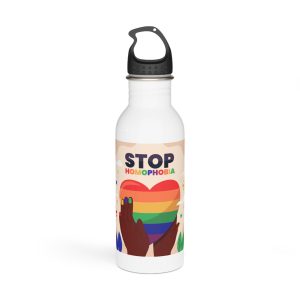Hand Drawn Stop Homophobia Message Illustrated Stainless Steel Water Bottle