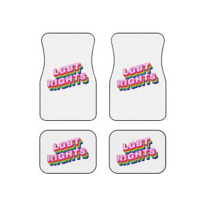 Rainbow Word Lgbt Rights Typography Design Element Car Mats Set Of 4