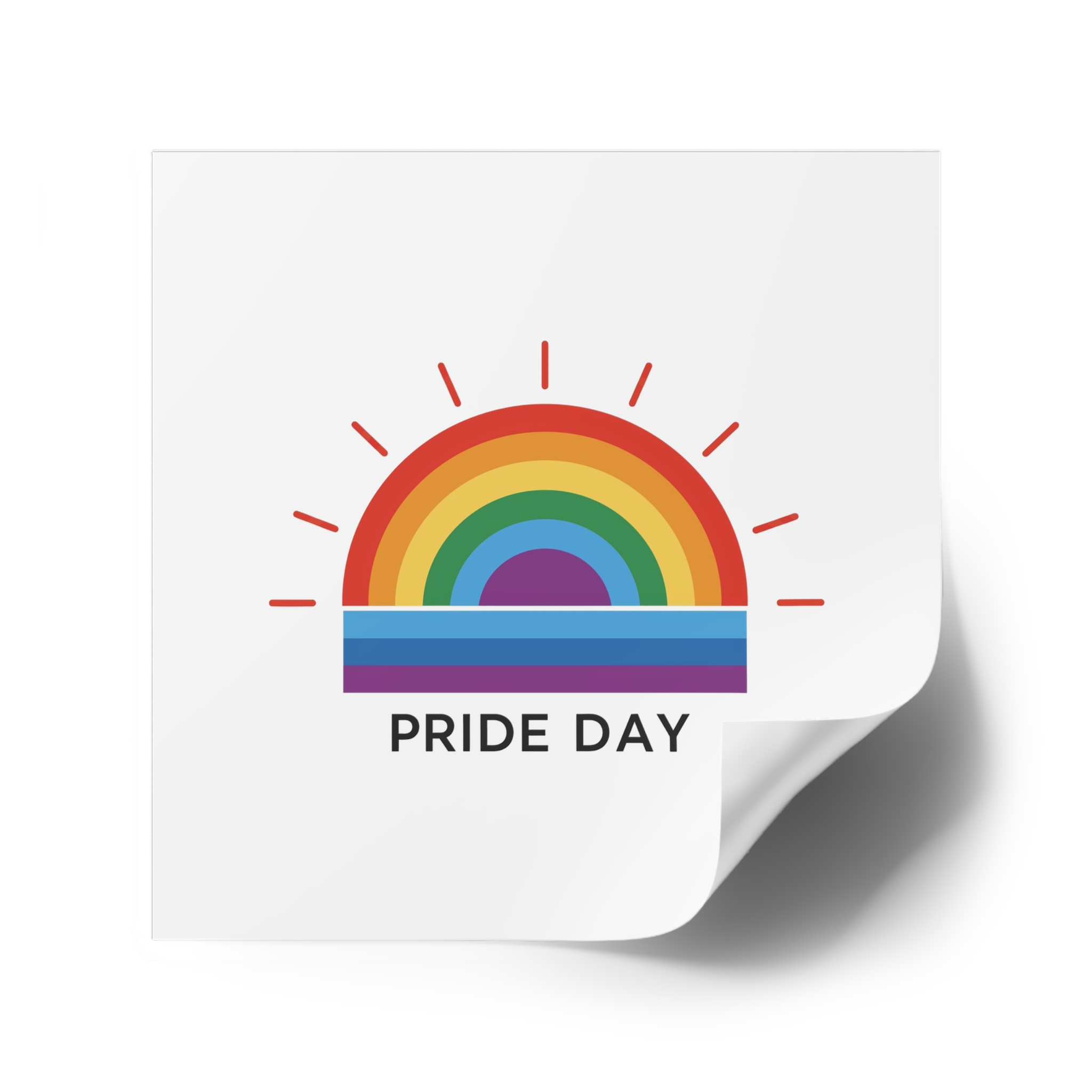 Rainbow Pride Day Celebration Illustration With Colorful Sunburst Design Lgbtq Support Awareness Laminate Stickers Square - Image 74