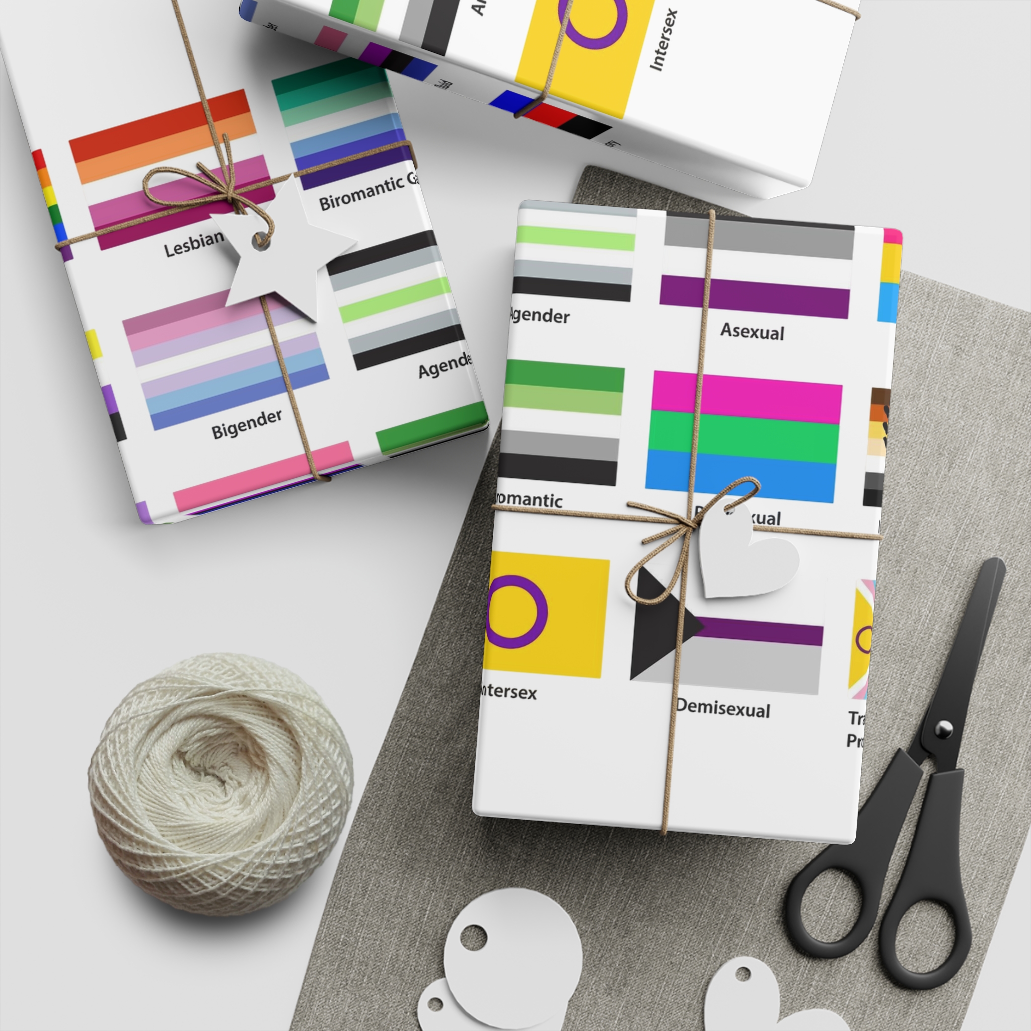Lgbtq Community Flags Set Lgbt Sexual Identity Pride Flags Collection Rainbow Lesbian Gay Bisexual Gift Wrapping Paper Sheets 1pc - Image 2