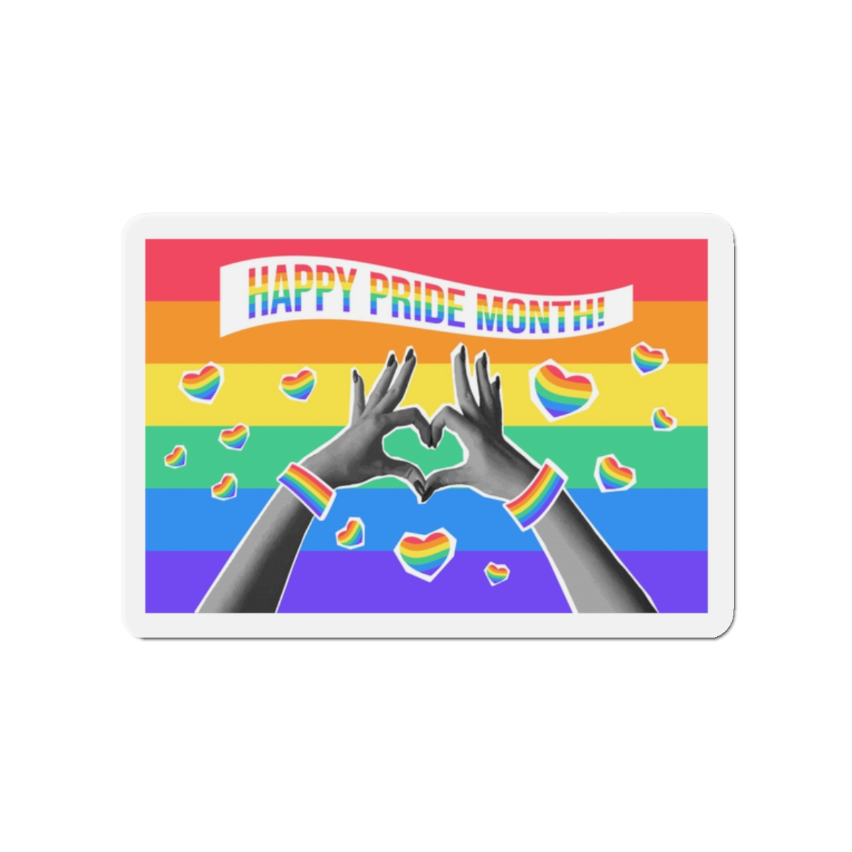 Lgbtq Pride Month Card Y2k Style Trendy Retro Collage Halftone Hands Die Cut Magnets
