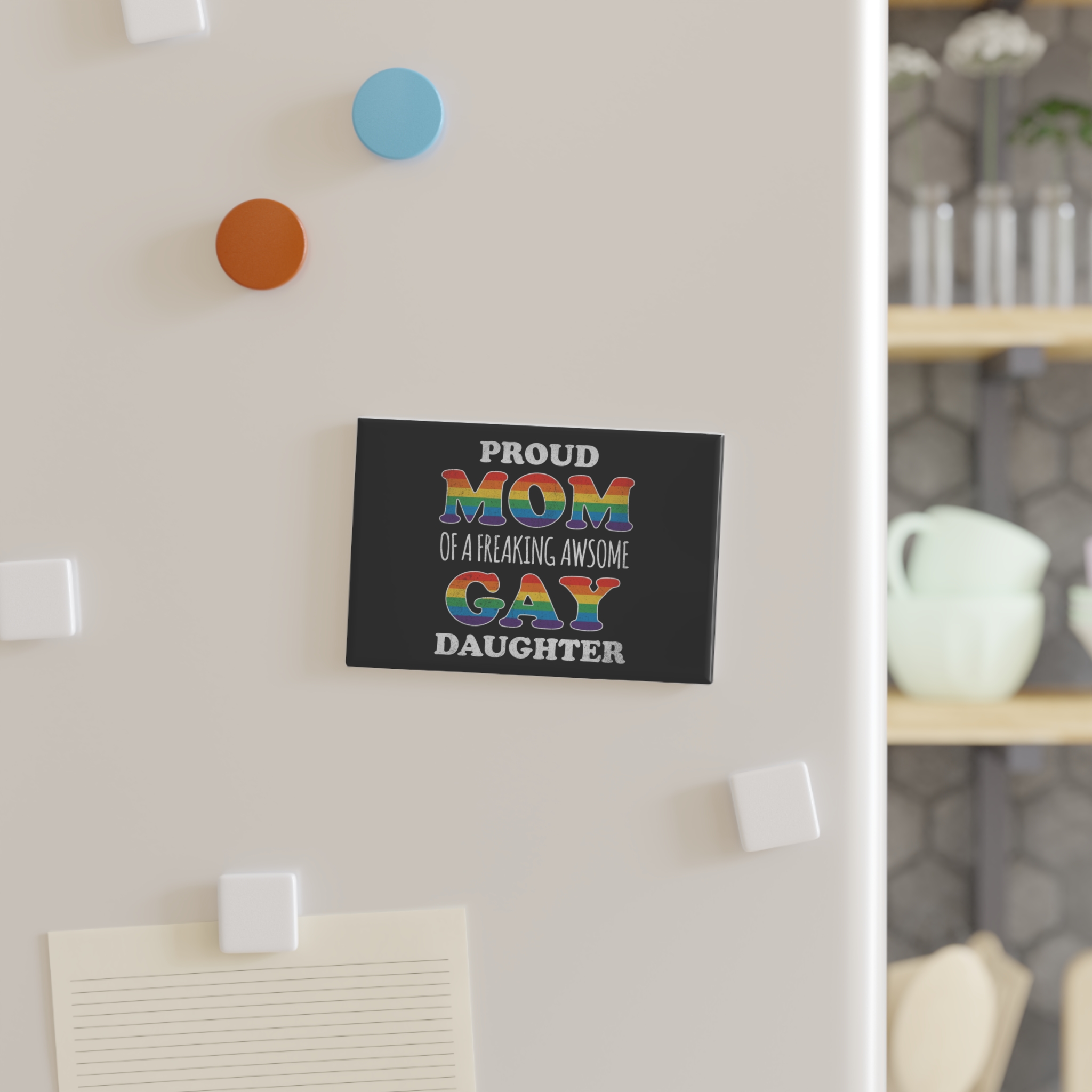 Mother Day Pride Rainbow Typography Vector Premium T Shirt(3) Button Magnet Rectangle 1 And 10 Pcs - Image 3