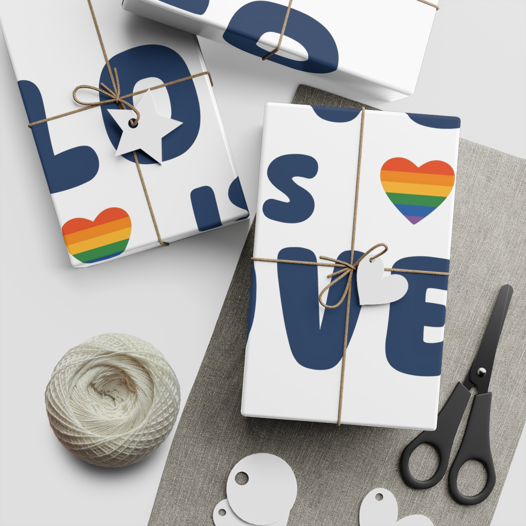 Vector Illustration With Text Love Is Love With Rainbow Heart Symbols Representing Lgbtq Gay Pride Gift Wrapping Paper Sheets 1pc - Image 2
