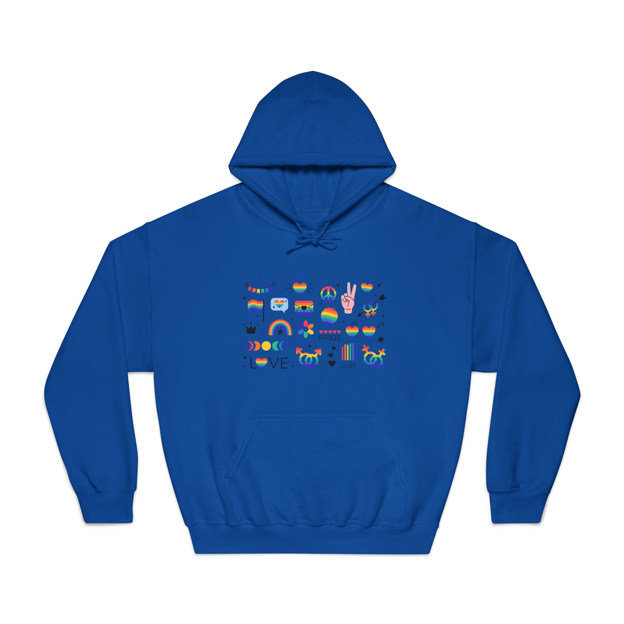 Lgbt Stickers Pack Doodle Style Lgbtq Set Lgbt Pride Community Symbols Rainbow Colored Element Unisex Dryblend Hooded Sweatshirt - Image 25