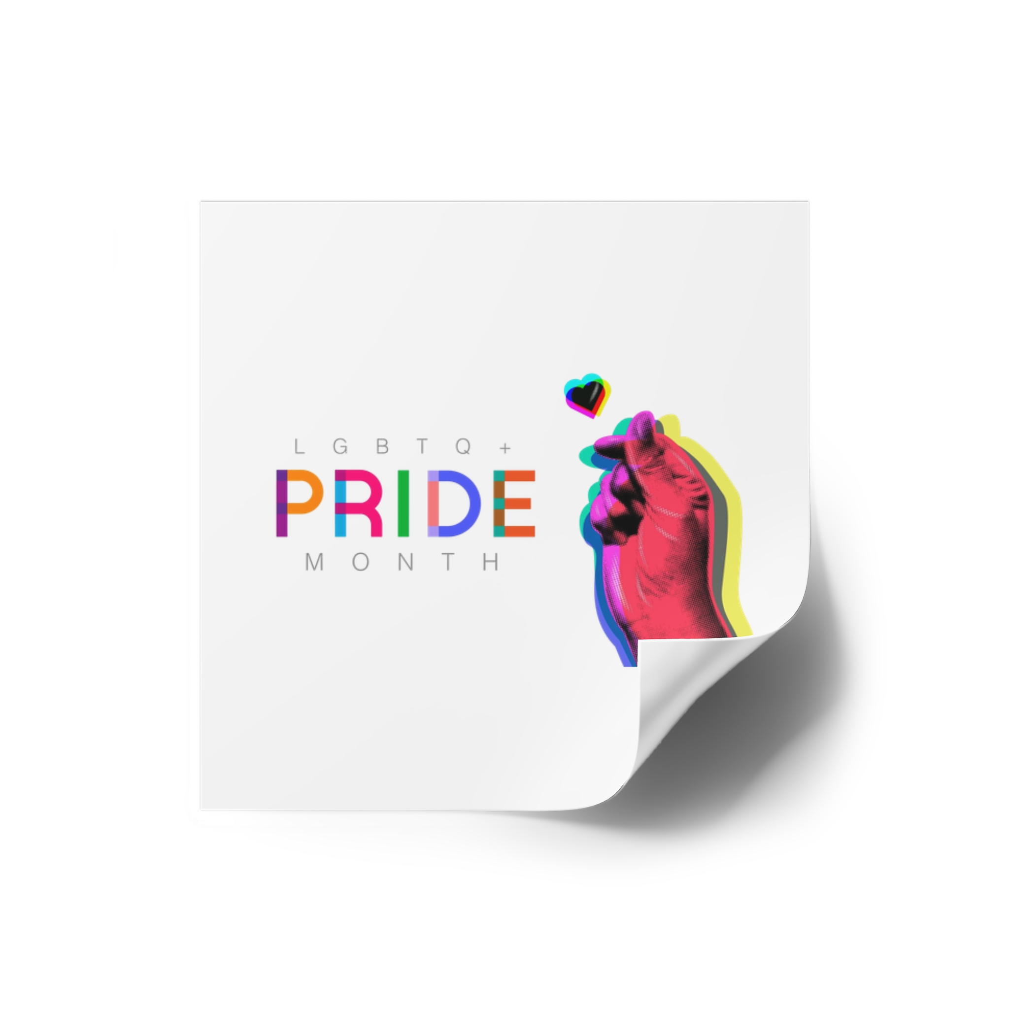 Pride Month Lgbtq Banner Gay Pride Month Rainbow Color Flat Design Hand Together Love Sign Typography Laminate Stickers Square - Image 2