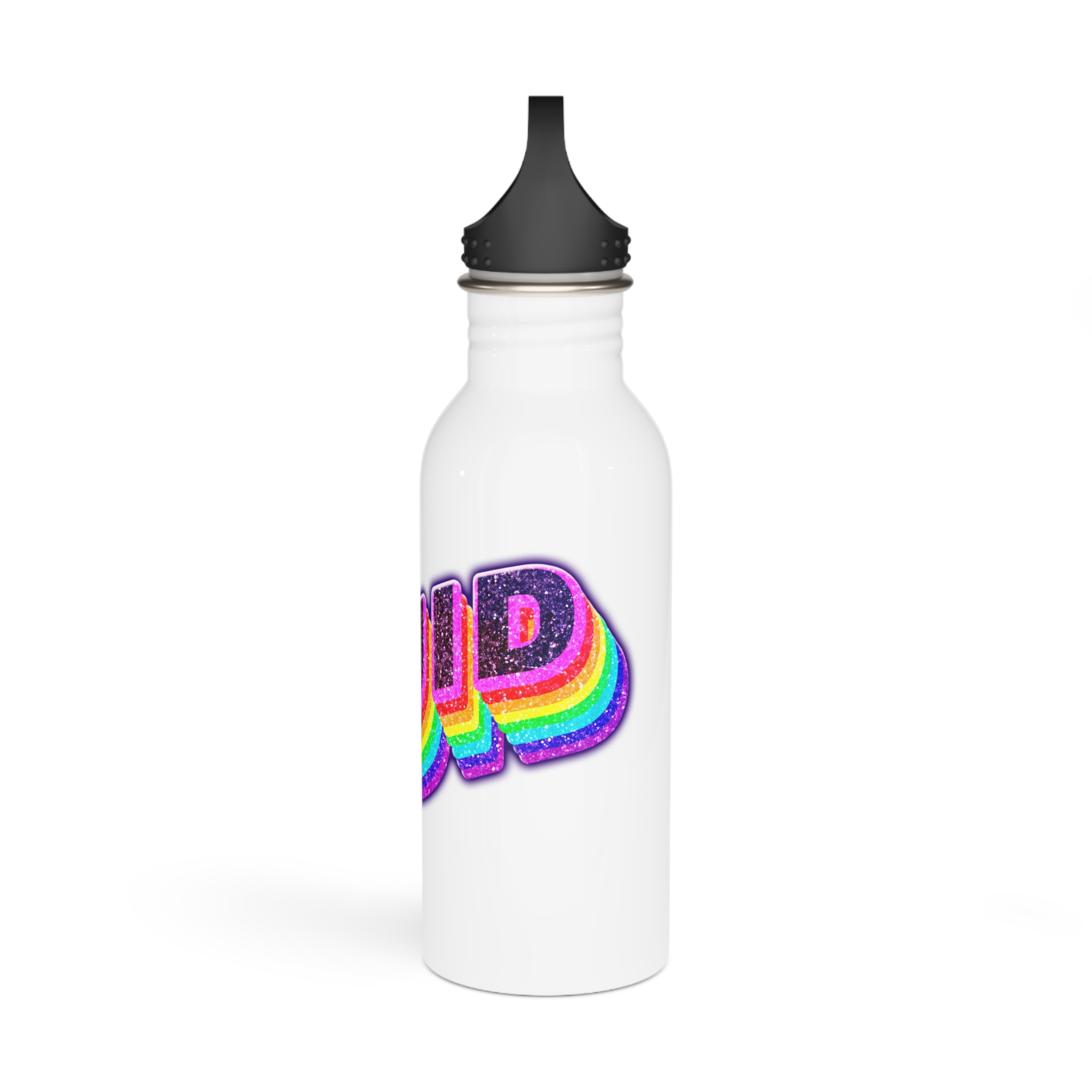 Fluid Word Png Rainbow Lettering Stainless Steel Water Bottle - Image 4