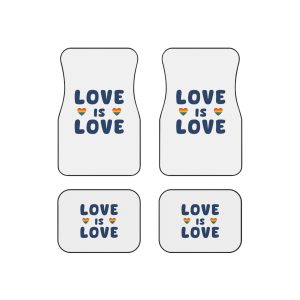 Vector Illustration With Text Love Is Love With Rainbow Heart Symbols Representing Lgbtq Gay Pride Car Mats Set Of 4
