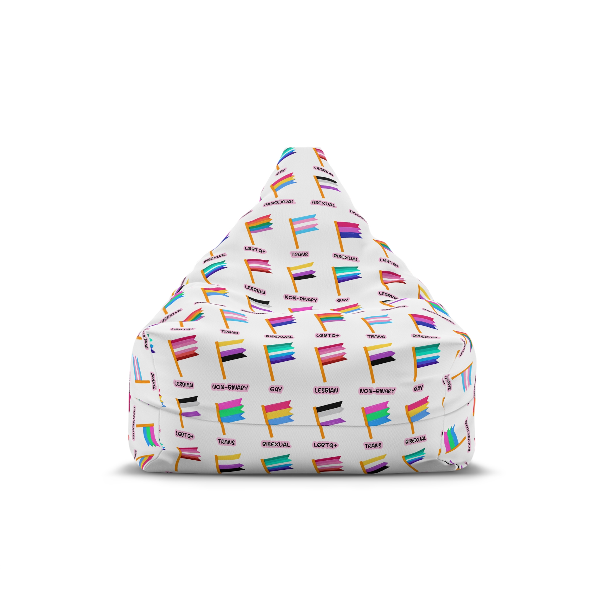 Cute Hand Drawn Set Lgbtq Pride Flags With Names Lgbtq Trans Bisexual Lesbian Nonbinary Asexual Bean Bag Chair Cover