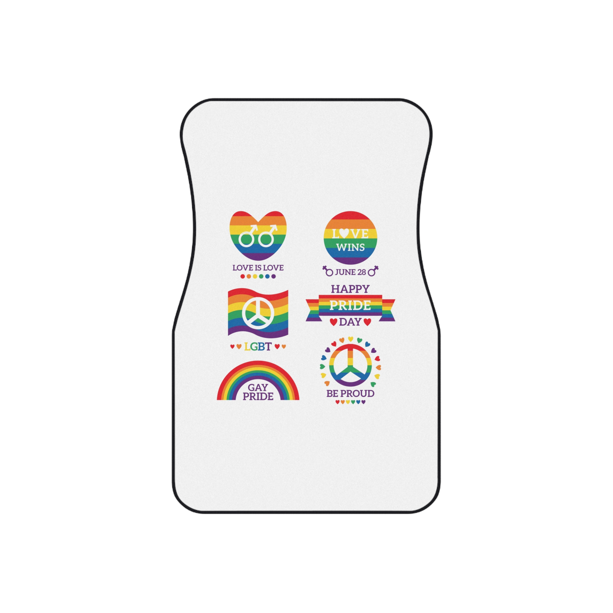 Pride Day Badges Illustration Set Car Mats Set Of 4 - Image 2