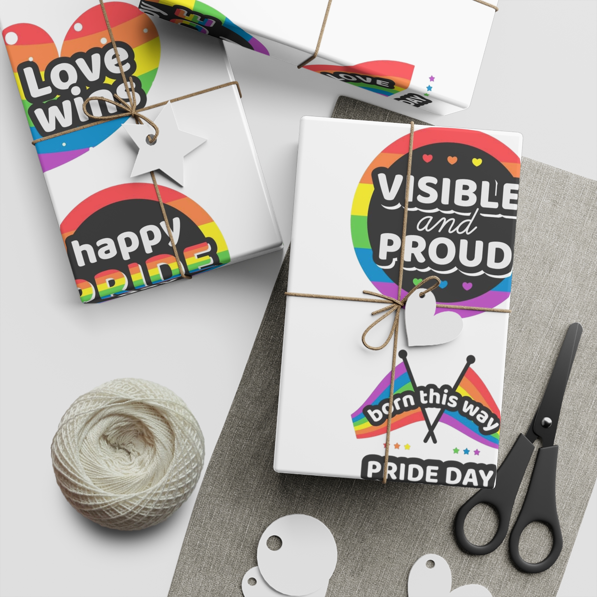 Set Rainbow Pride Labels Gift Wrapping Paper Sheets 1pc - Image 2