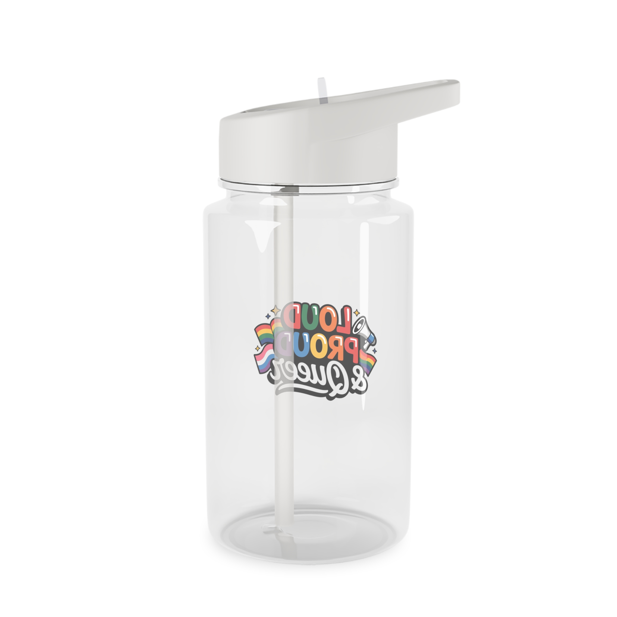 Loud Proud Queer T Shirt Design Isolated White Background 3 Tritan Water Bottle - Image 2