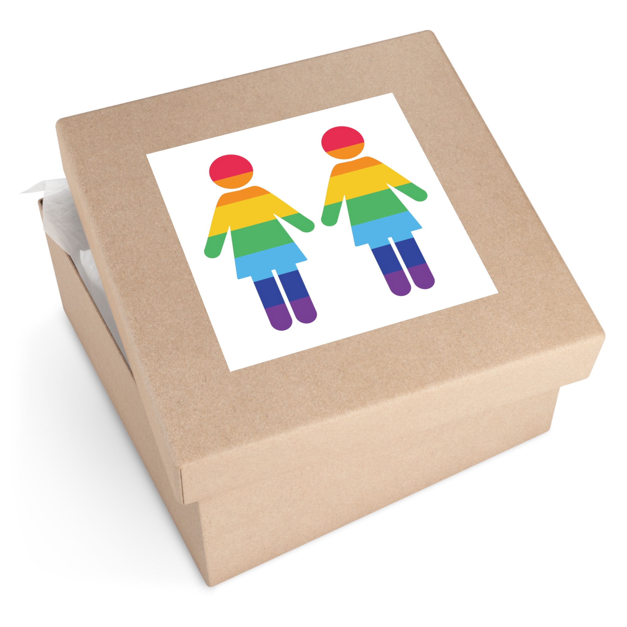 Lgbt Pride Two Lesbians Vector Icon Rainbow Colors Vector Illustration Laminate Stickers Square - Image 51