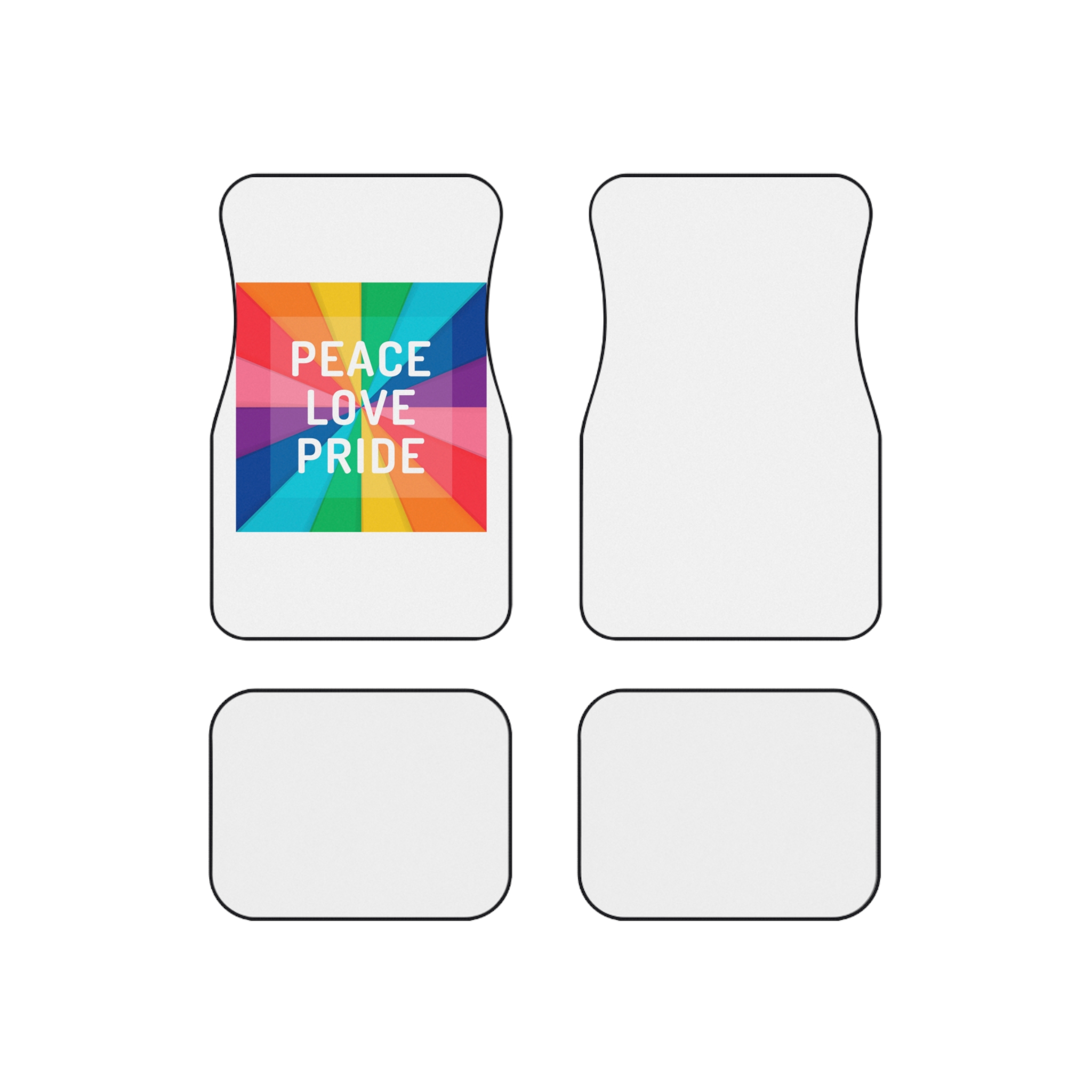 Rainbow Colored Background With Peace Love Pride Concept Pride Month Car Mats Set Of 4