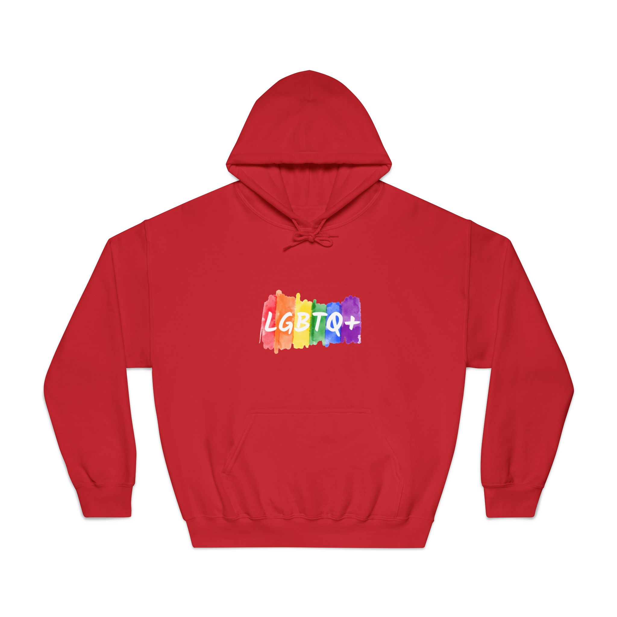 Lgbtq Logo Lettering Text Vector Rainbow Watercolor Paint Textured Colorful Stripes Unisex Dryblend Hooded Sweatshirt - Image 33