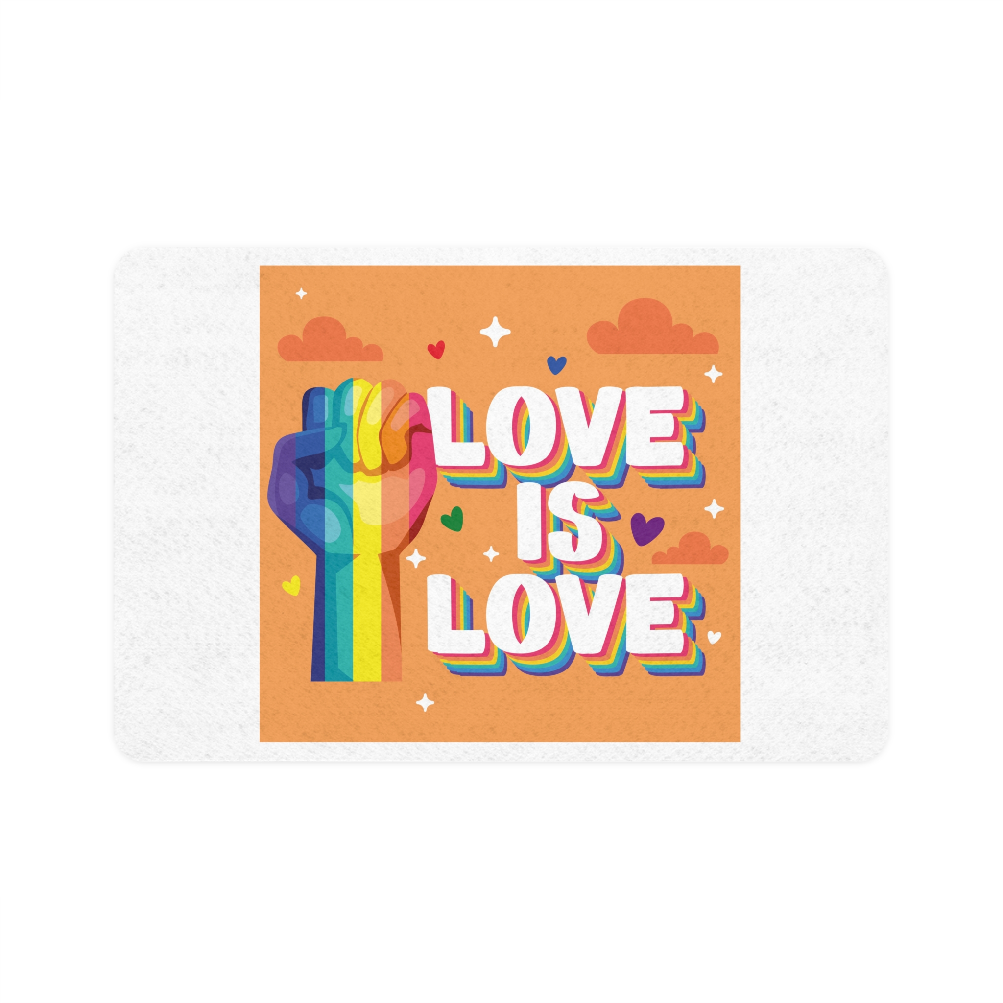 Love Is Love Lettering With Fist Pet Food Mat 12x18