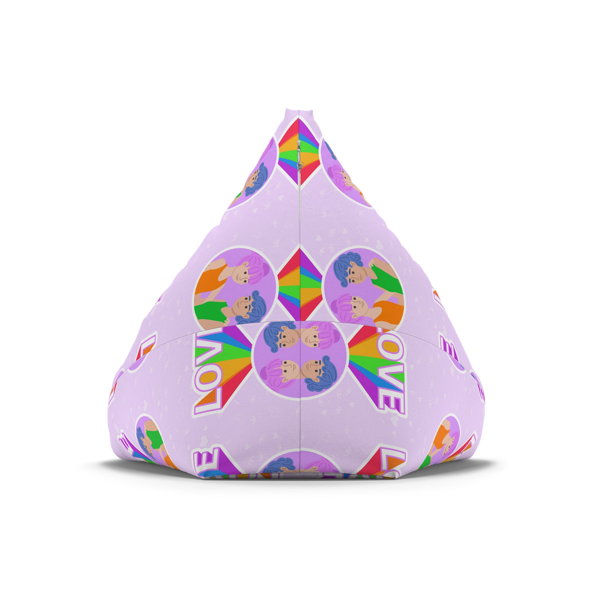 Young Couple Embracing With Rainbow Love Text Celebrating Pride Month Bean Bag Chair Cover - Image 6