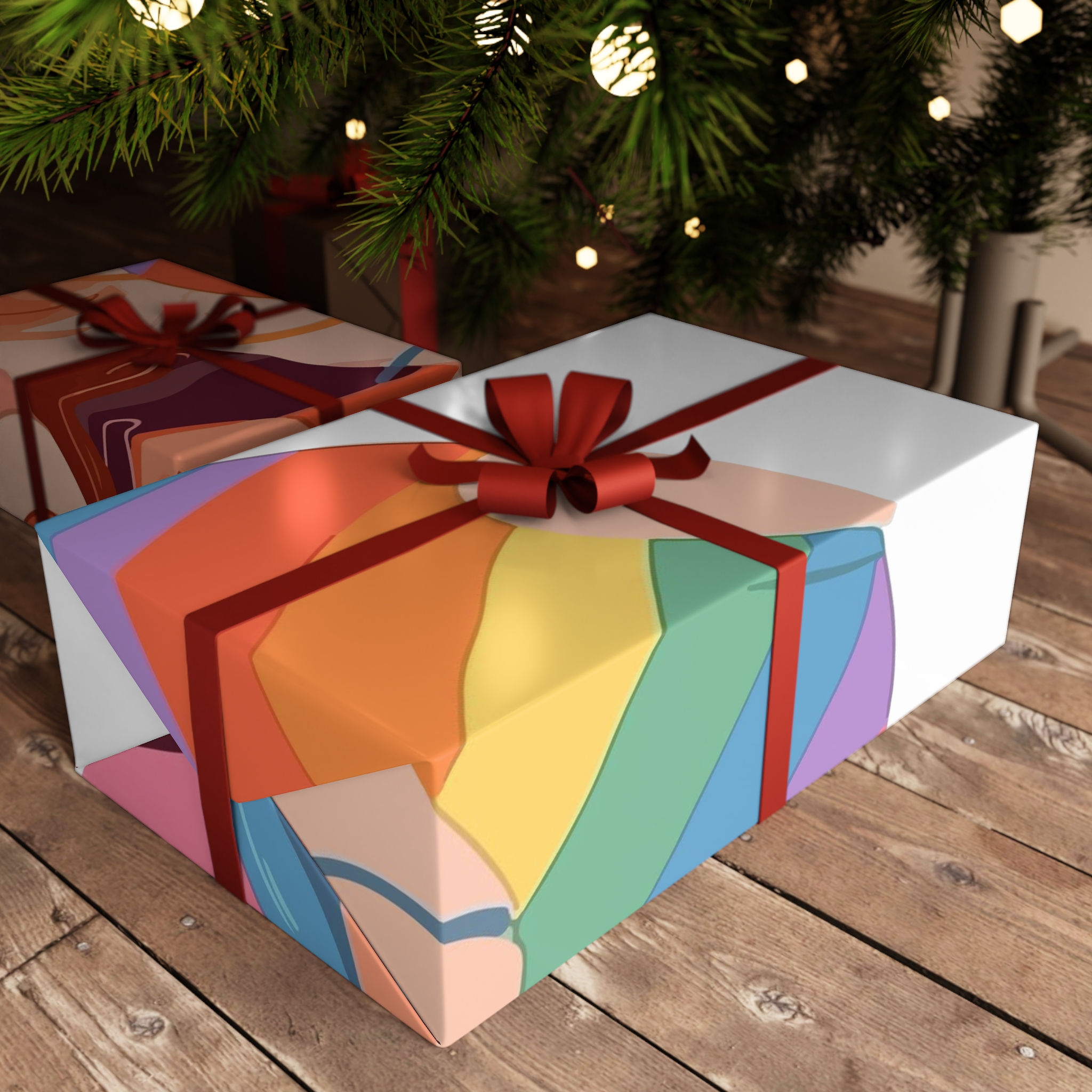 Portrait Lesbian Couple With Rainbow Flag Concept Lgbtq Illustration Couple Gift Wrapping Paper Sheets 1pc - Image 6