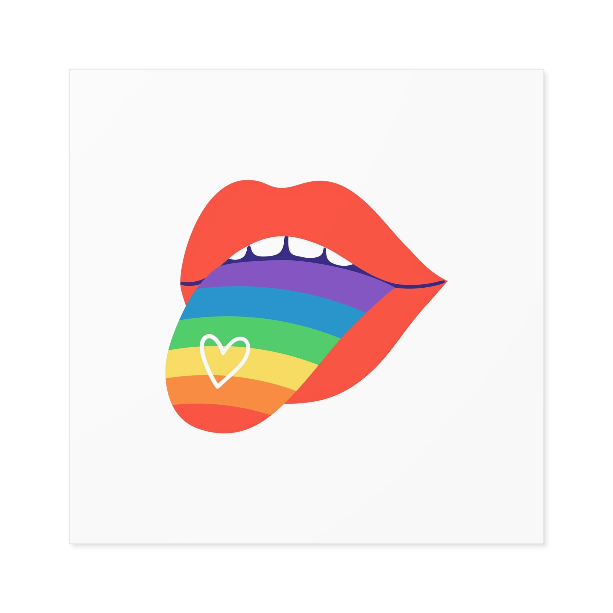 Open Red Lips With Rainbow Tongue Hand Drawn Vector Illustration Laminate Stickers Square - Image 61