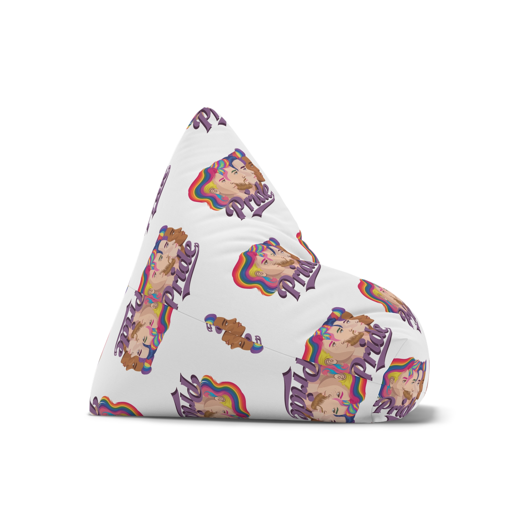 Vector Illustration Four Side Profiles Lgbtq Individuals With Vibrant Hair Colors Bean Bag Chair Cover - Image 7