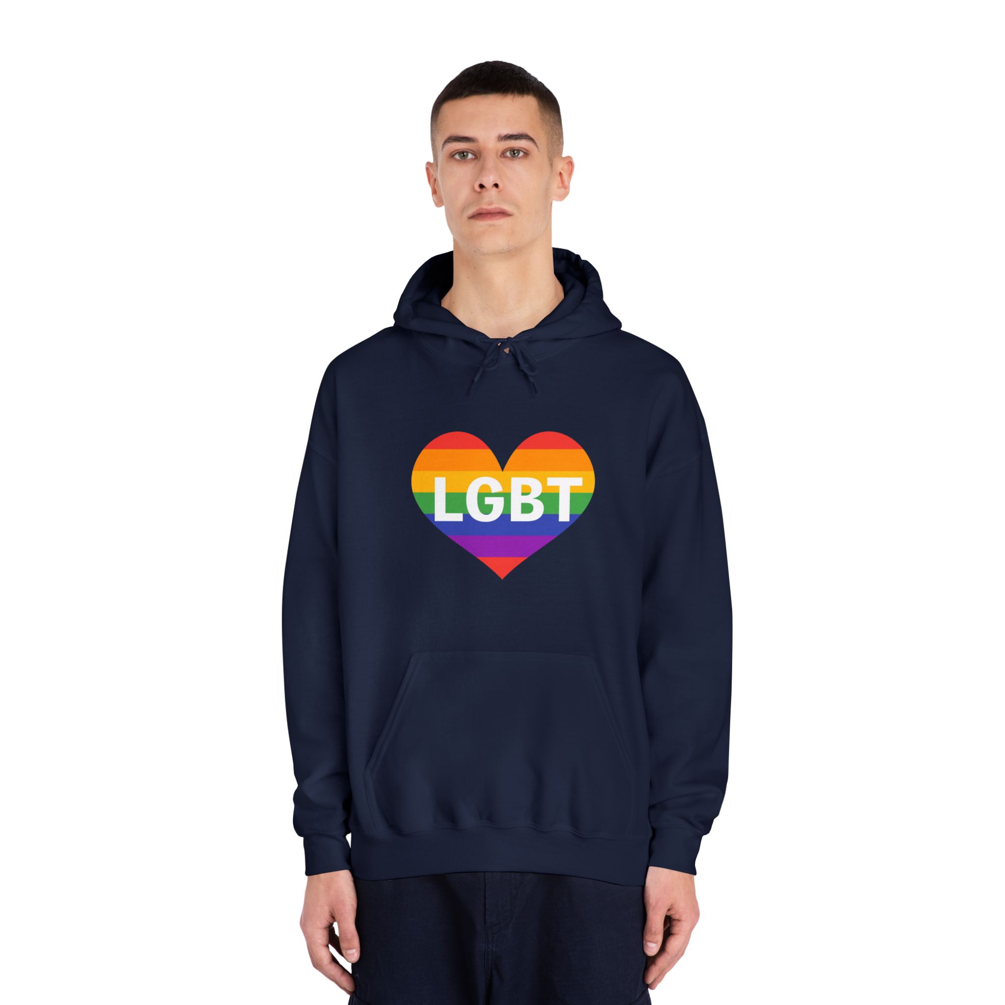 Lgbt Rainbow Colors Heart Mark Lgbt Letters Unisex Dryblend Hooded Sweatshirt - Image 31